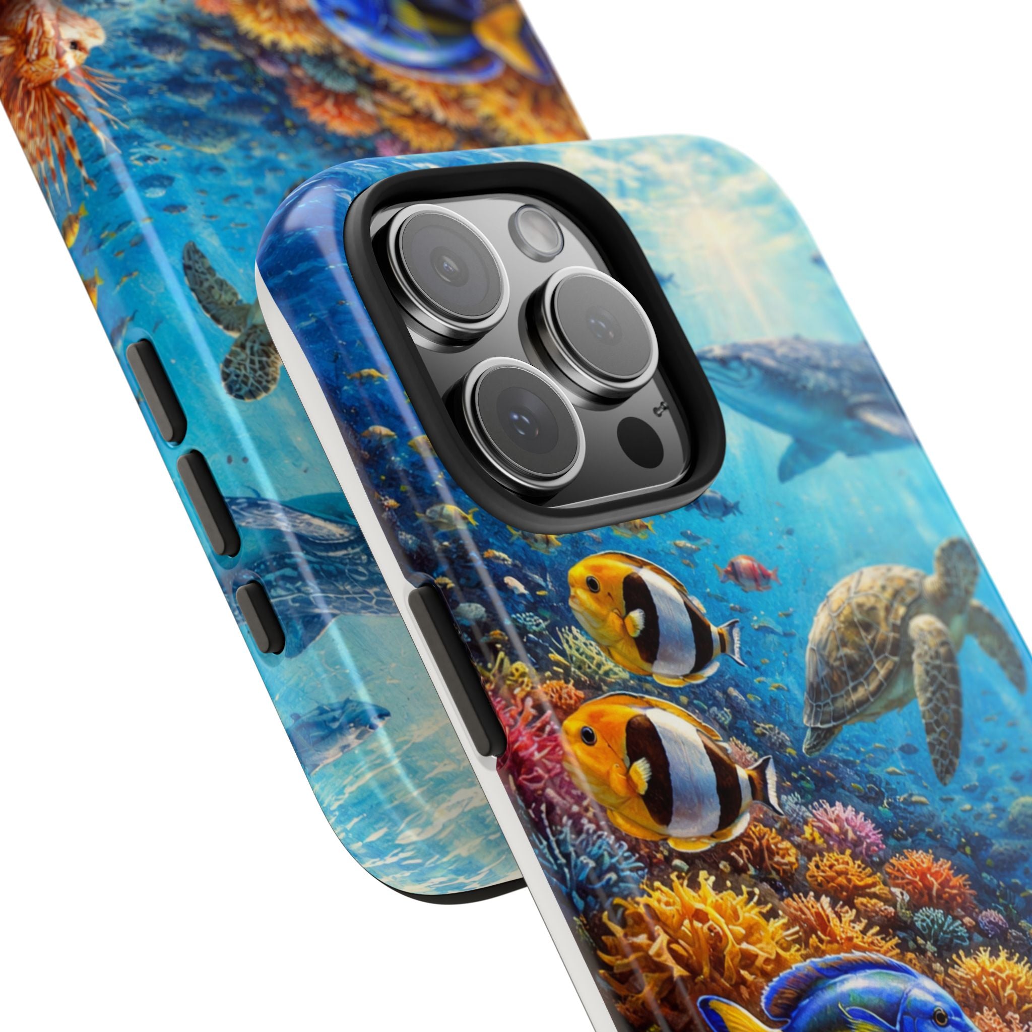 Ocean Reef Tough Phone Case — Colorful Sea Turtle & Tropical Fish Design