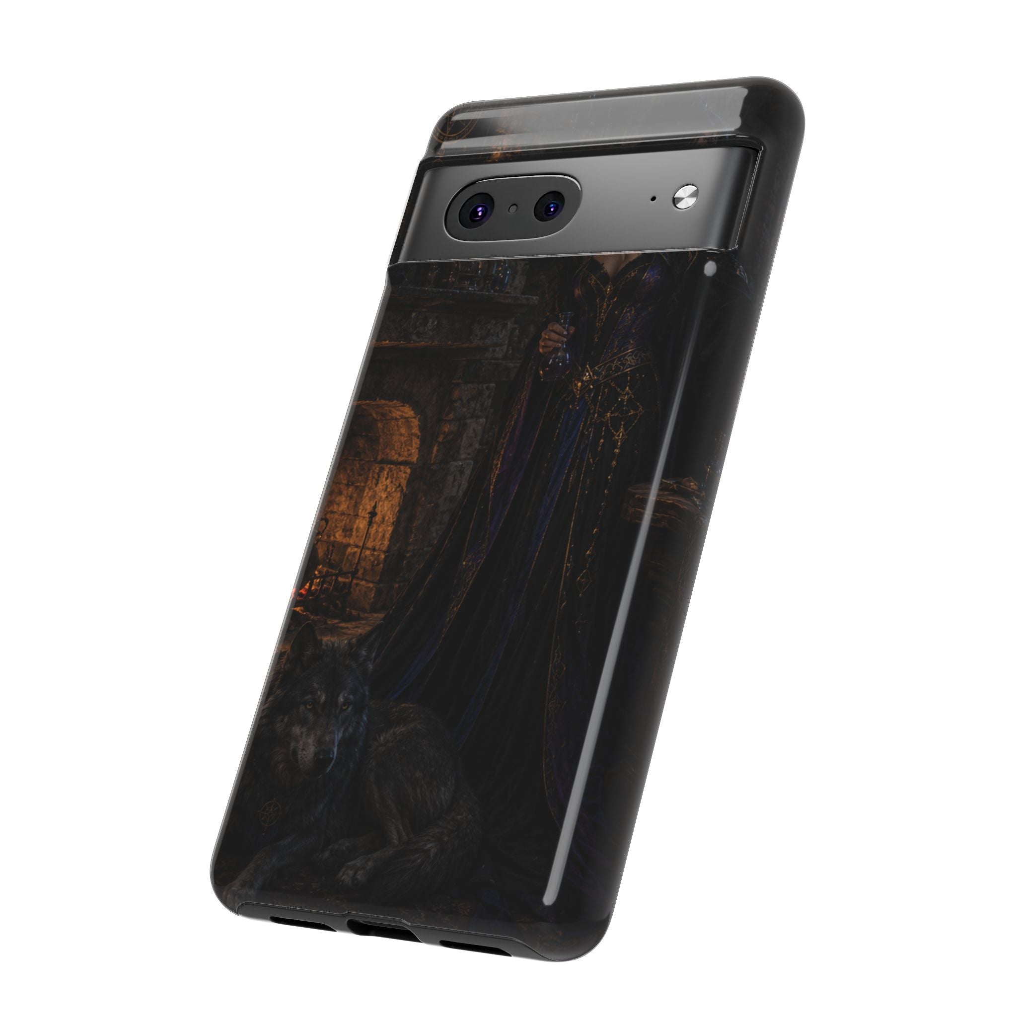 Gothic Witch Phone Case — Dark Fantasy Wolf & Fireplace Tough Case