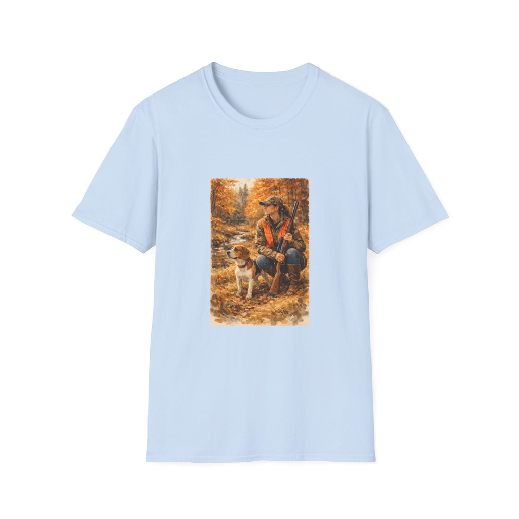 Hunting With Dog Tee — Autumn Camouflage Retriever Forest Shirt