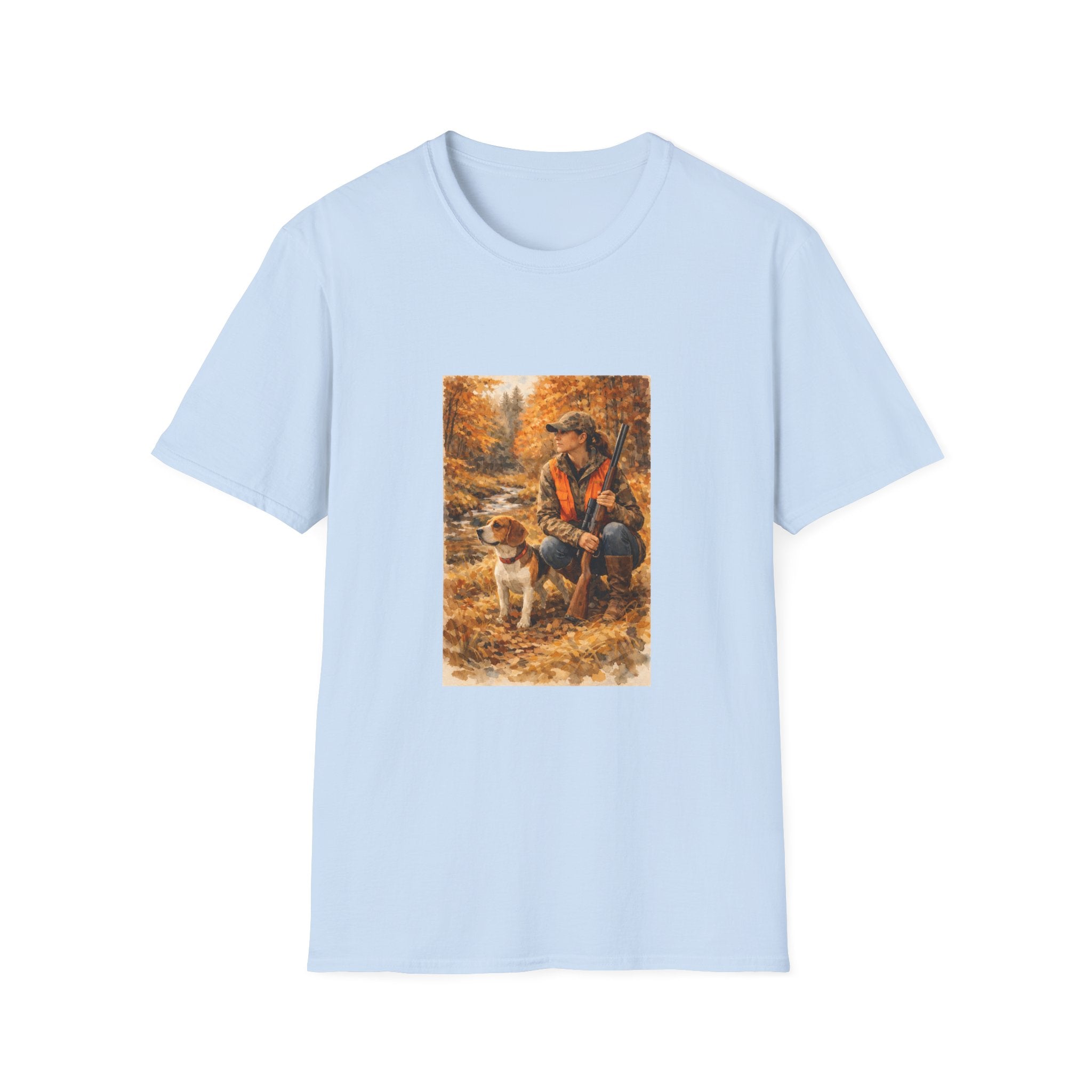 Hunting With Dog Tee — Autumn Camouflage Retriever Forest Shirt