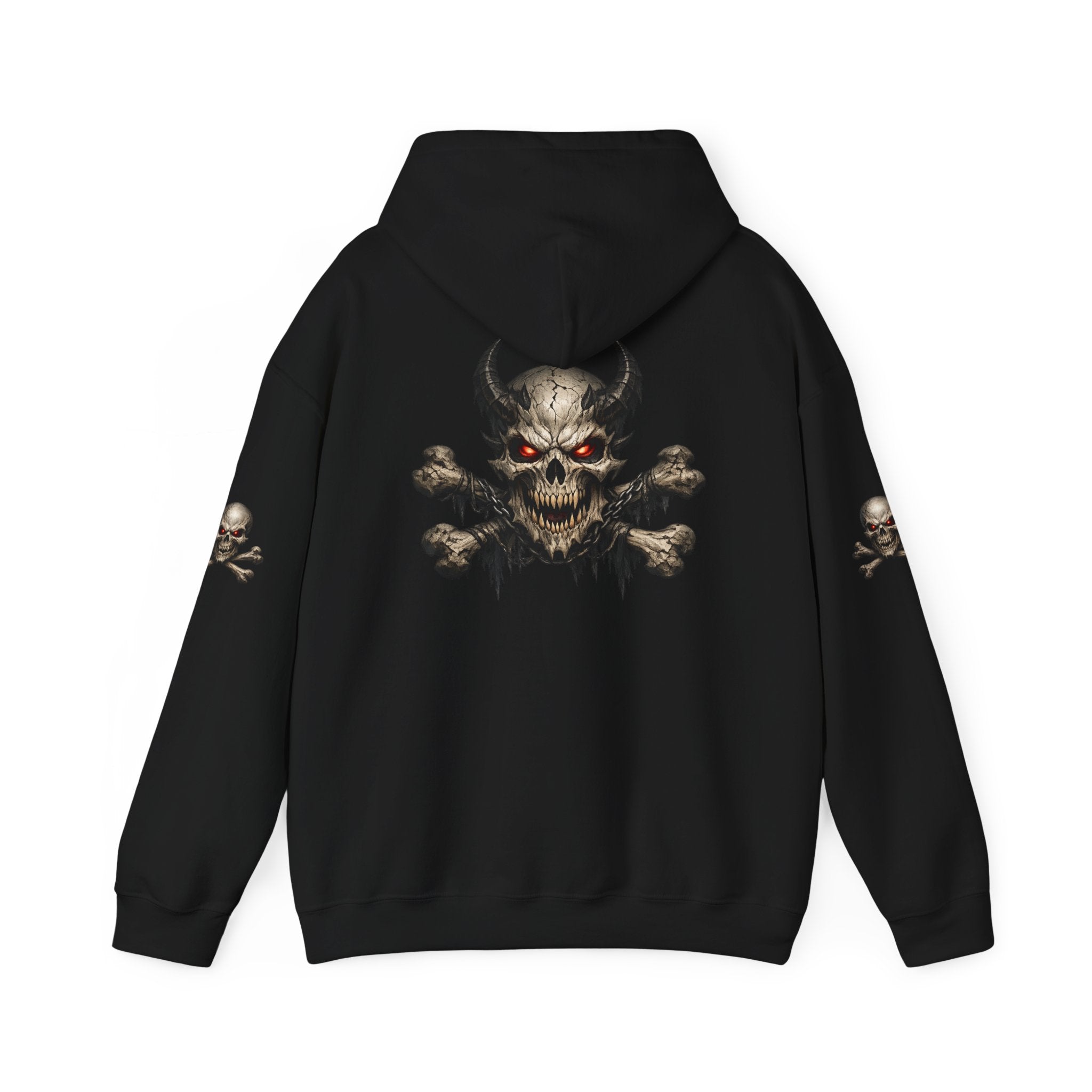 Premium Skull & Crossbones Hoodie — Red-Eyed Skull Graphic Pullover Hoodie