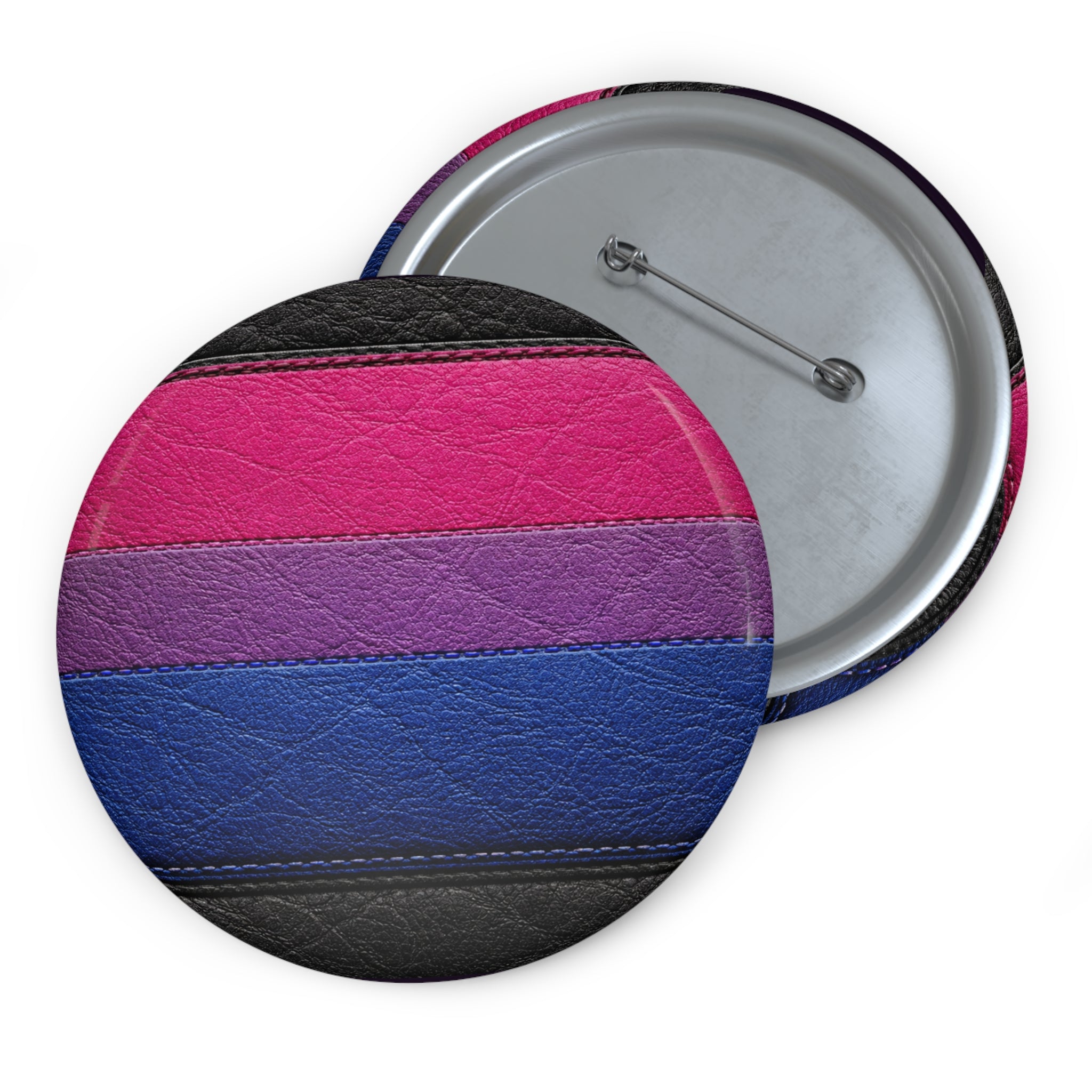 Bisexual Pride Pin Button — Leather Texture LGBTQ+ Flag Badge
