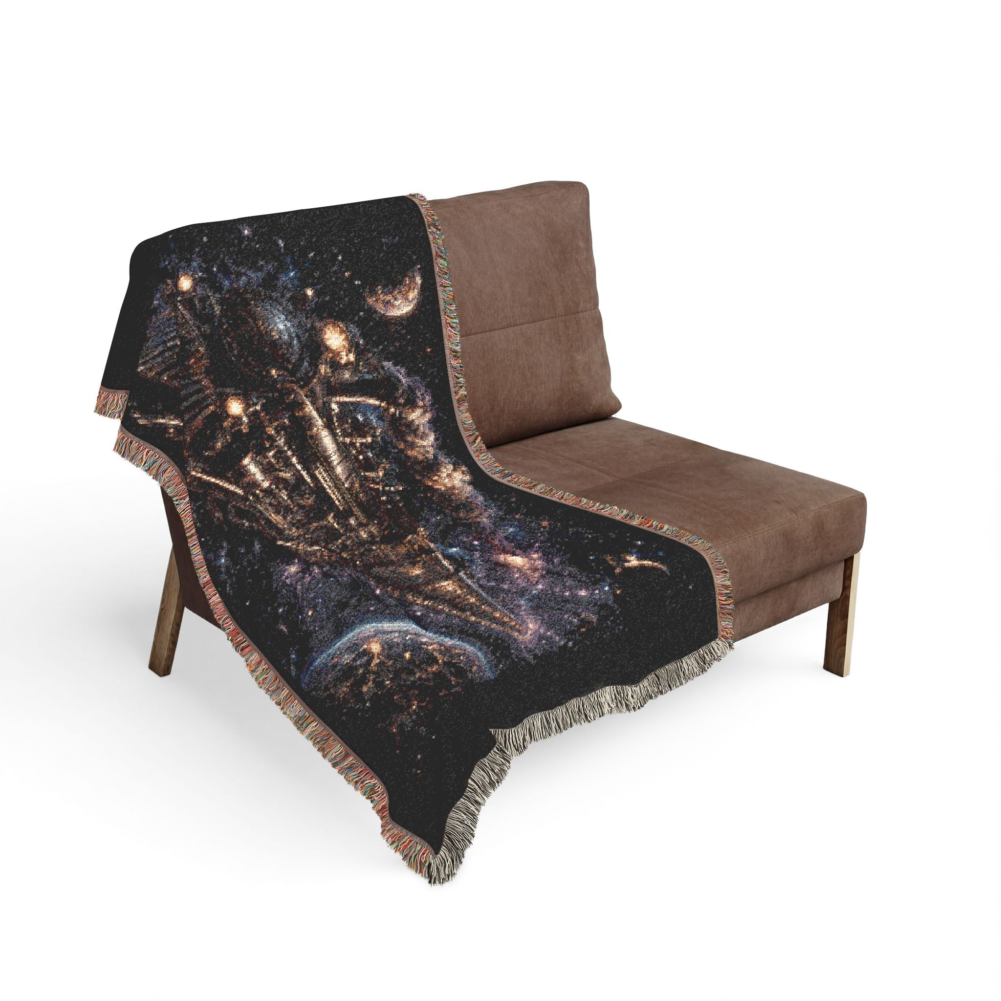 Galaxy Night Train Woven Blanket — Cosmic Steam Engine Throw