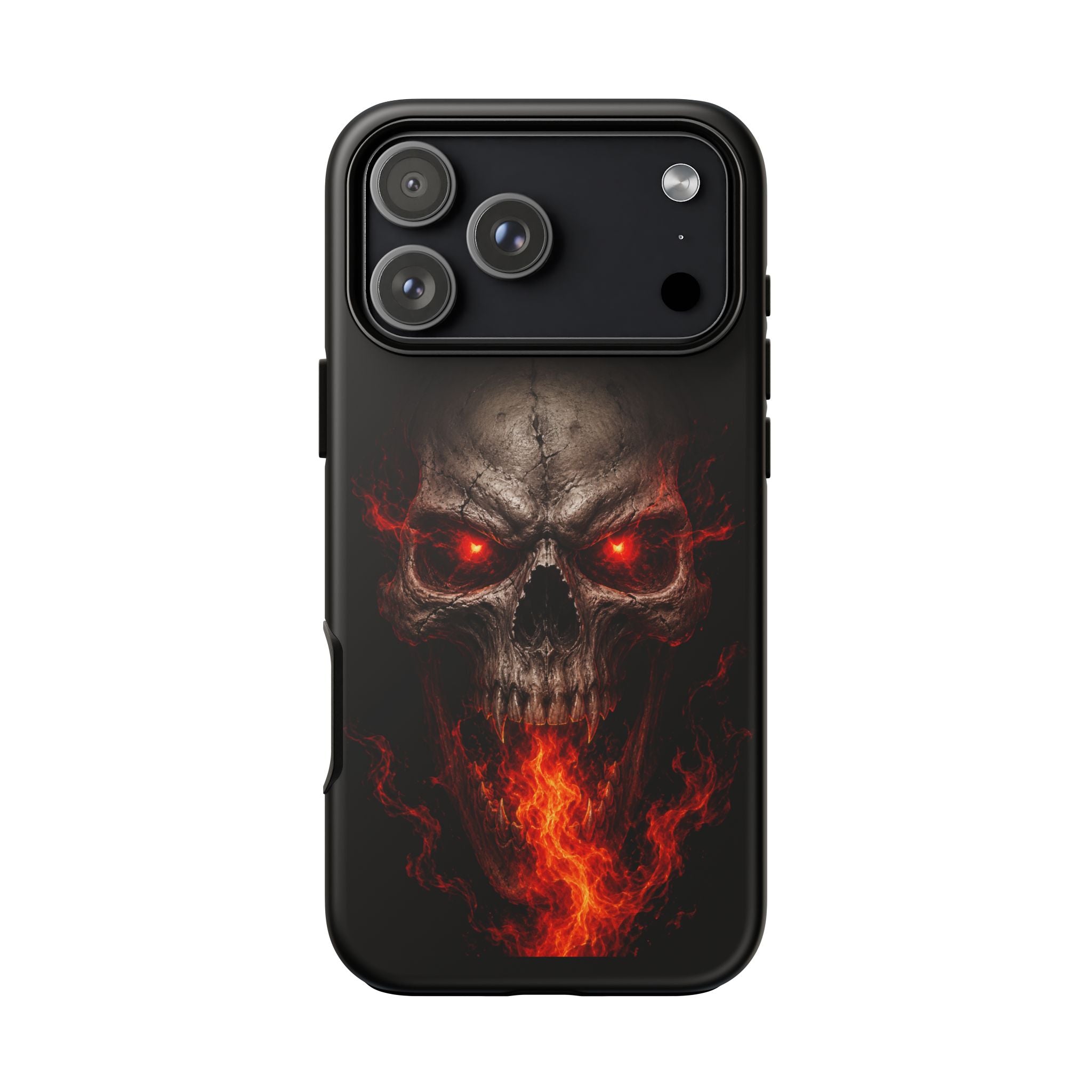 Flaming Skull Tough Case — Heavy-Duty Phone Case with Red-Eye Skull Design