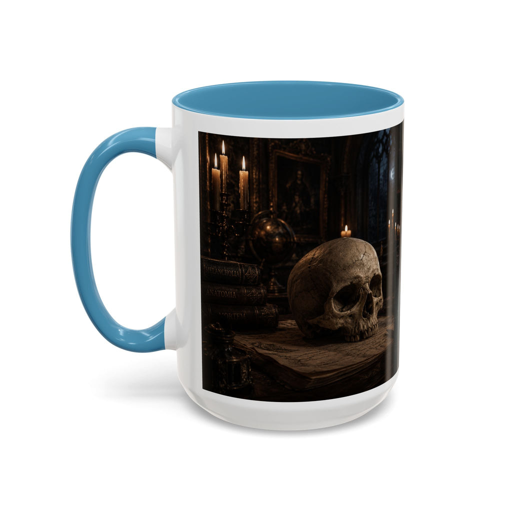 Gothic Skull Coffee Mug — Candlelit Occult Library Accent Mug (11/15oz)