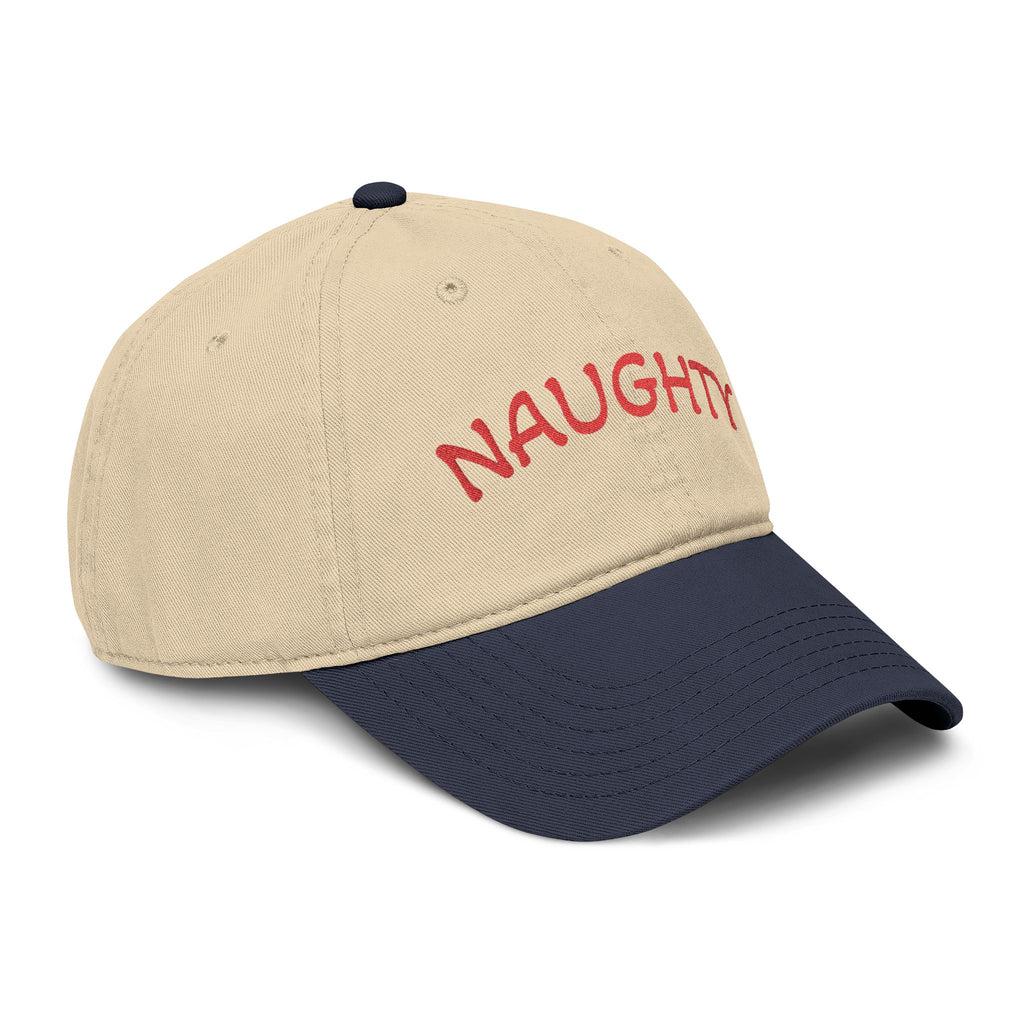 Naughty Embroidered Washed Baseball Cap