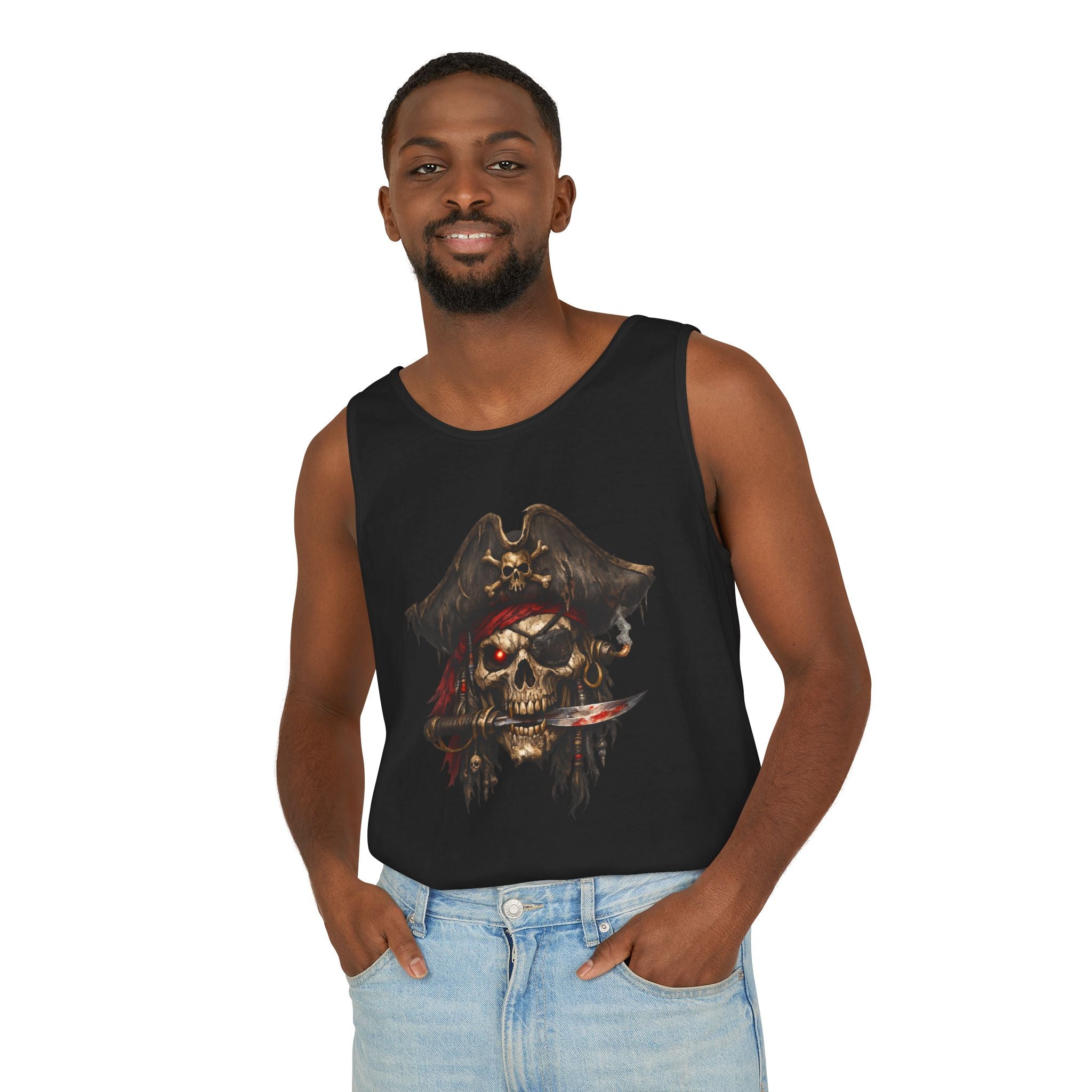 Pirate Skull Tank Top — Vintage Buccaneer Graphic