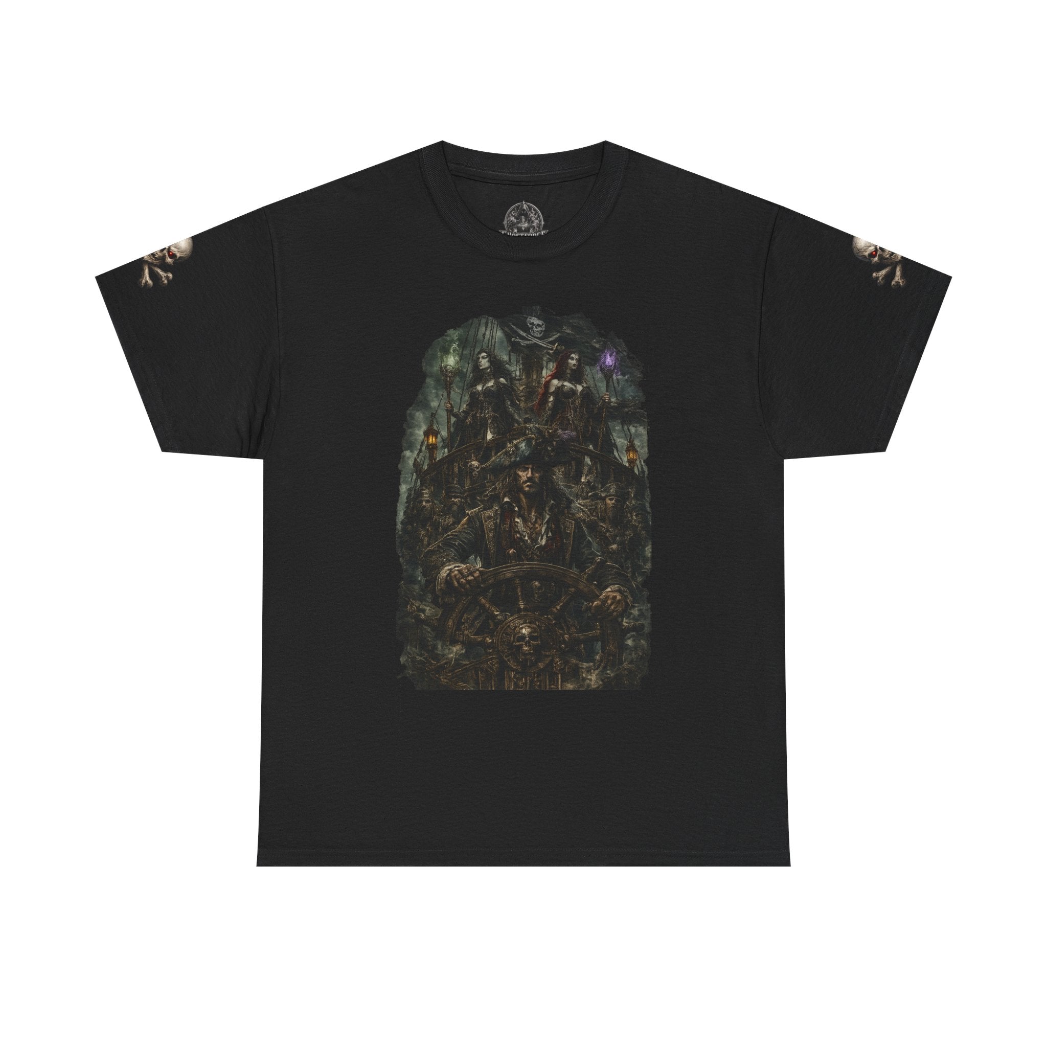 Premium Dark Pirate Mutineer T-Shirt — Dark Skull & Nautical Gothic Graphic Tee