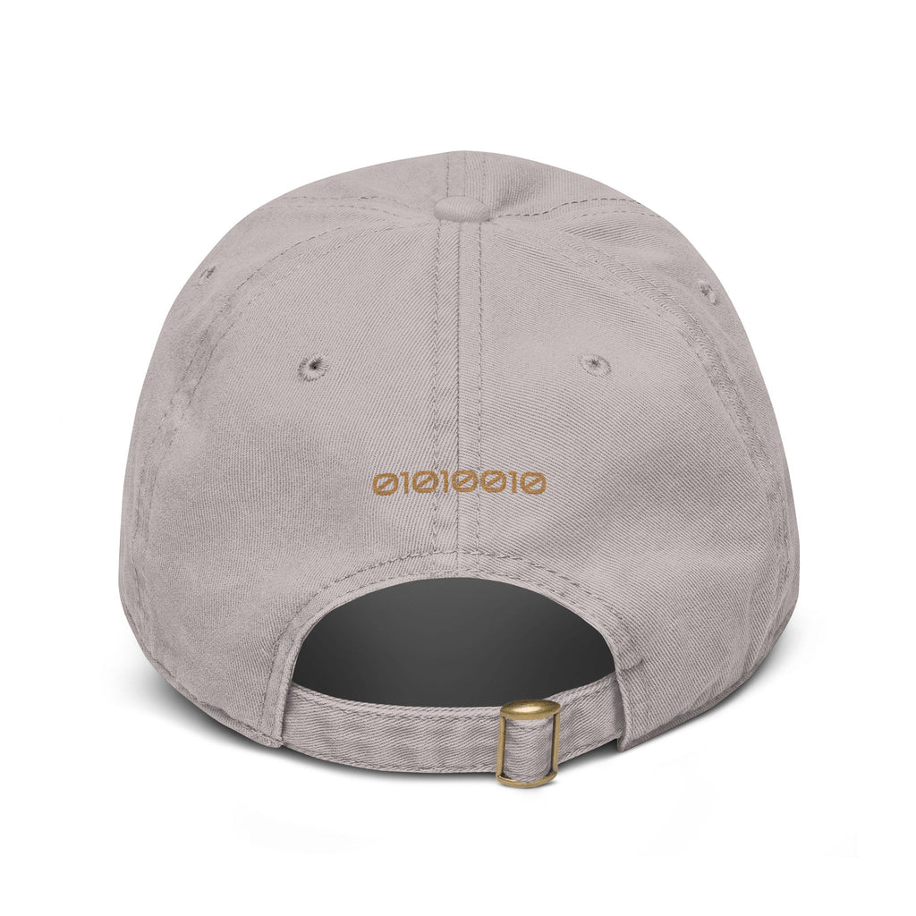Rogue Embroidered Washed Baseball Cap — Vintage Gray Dad Hat with Gold Stitching