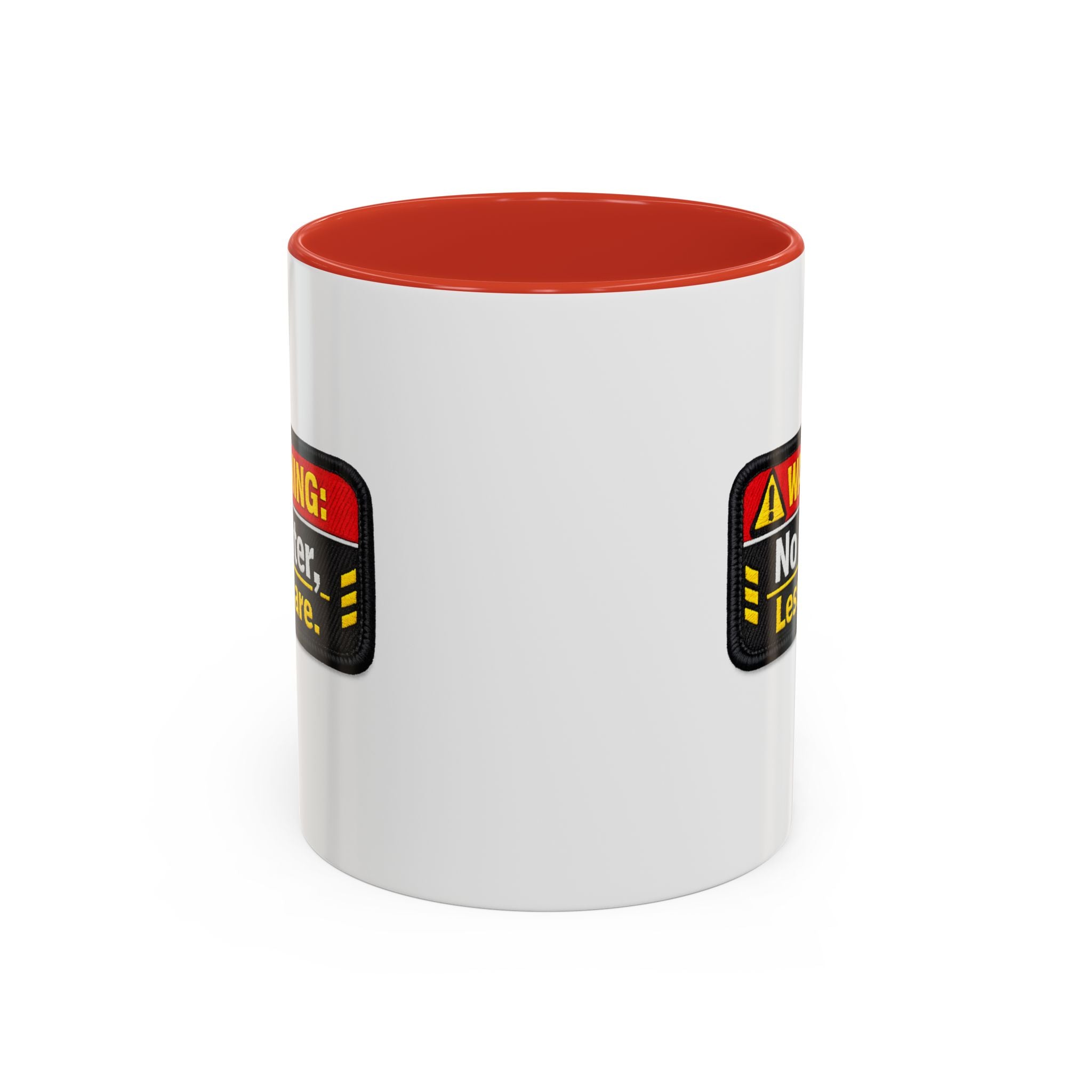 Coffee Mug — "Warning: No Filter, Less Care" Accent Ceramic Mug