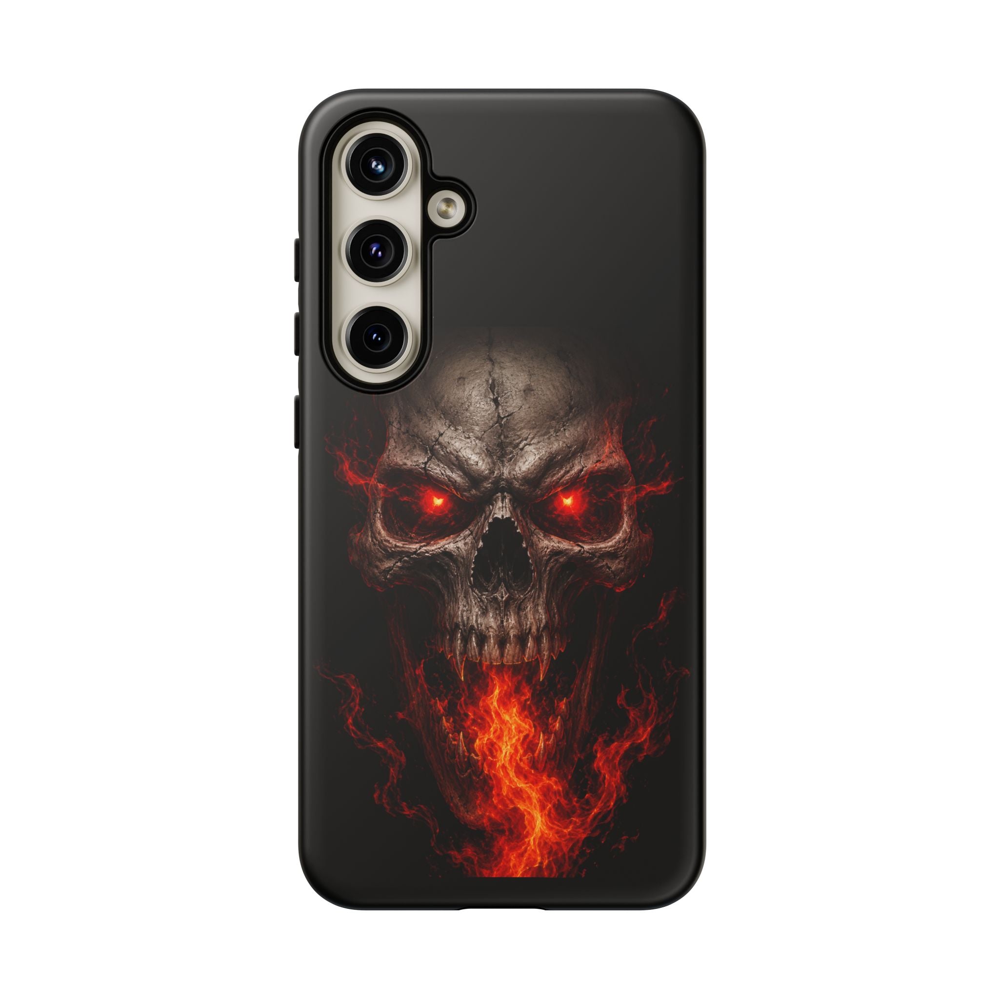 Flaming Skull Tough Case — Heavy-Duty Phone Case with Red-Eye Skull Design