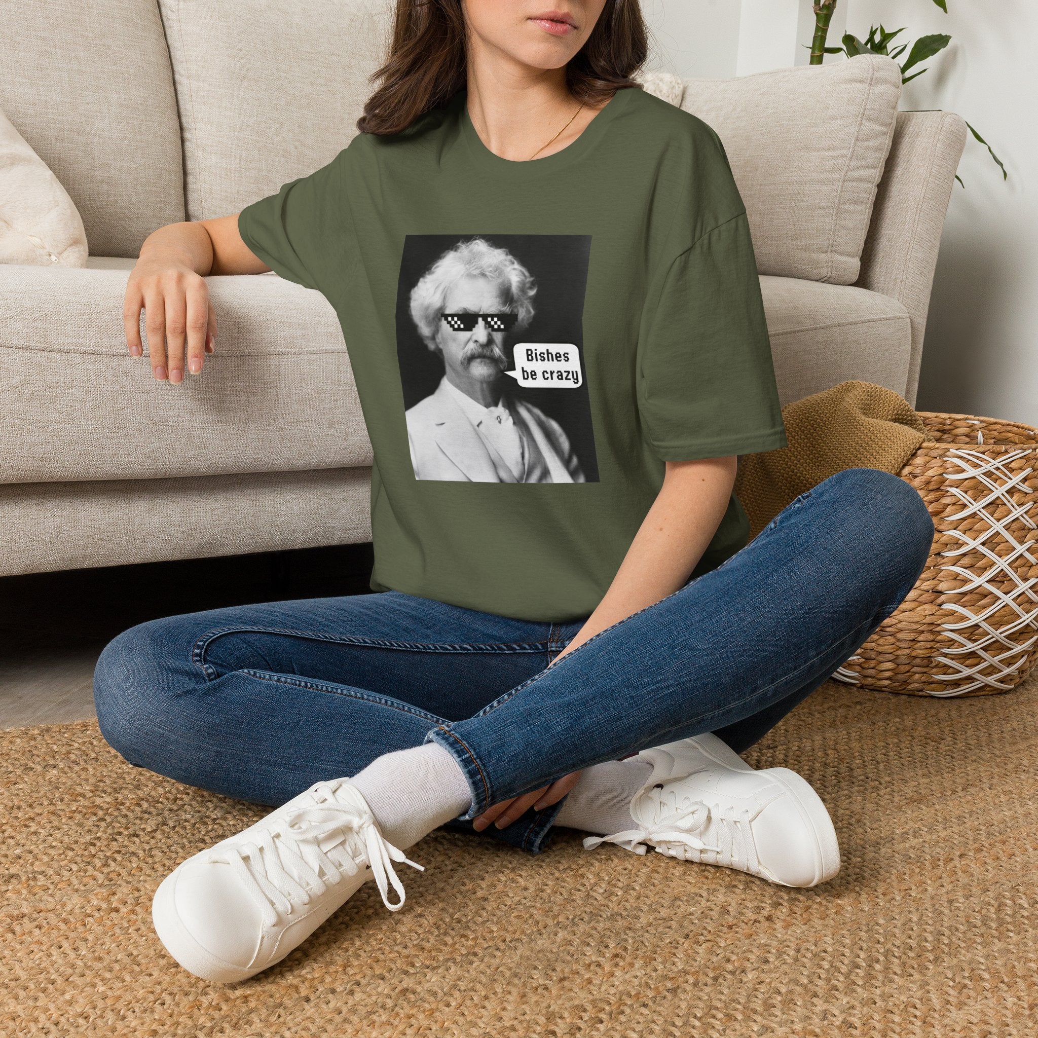 T-Shirt — Retro Mark Twain Meme Tee “Bishes Be Crazy”