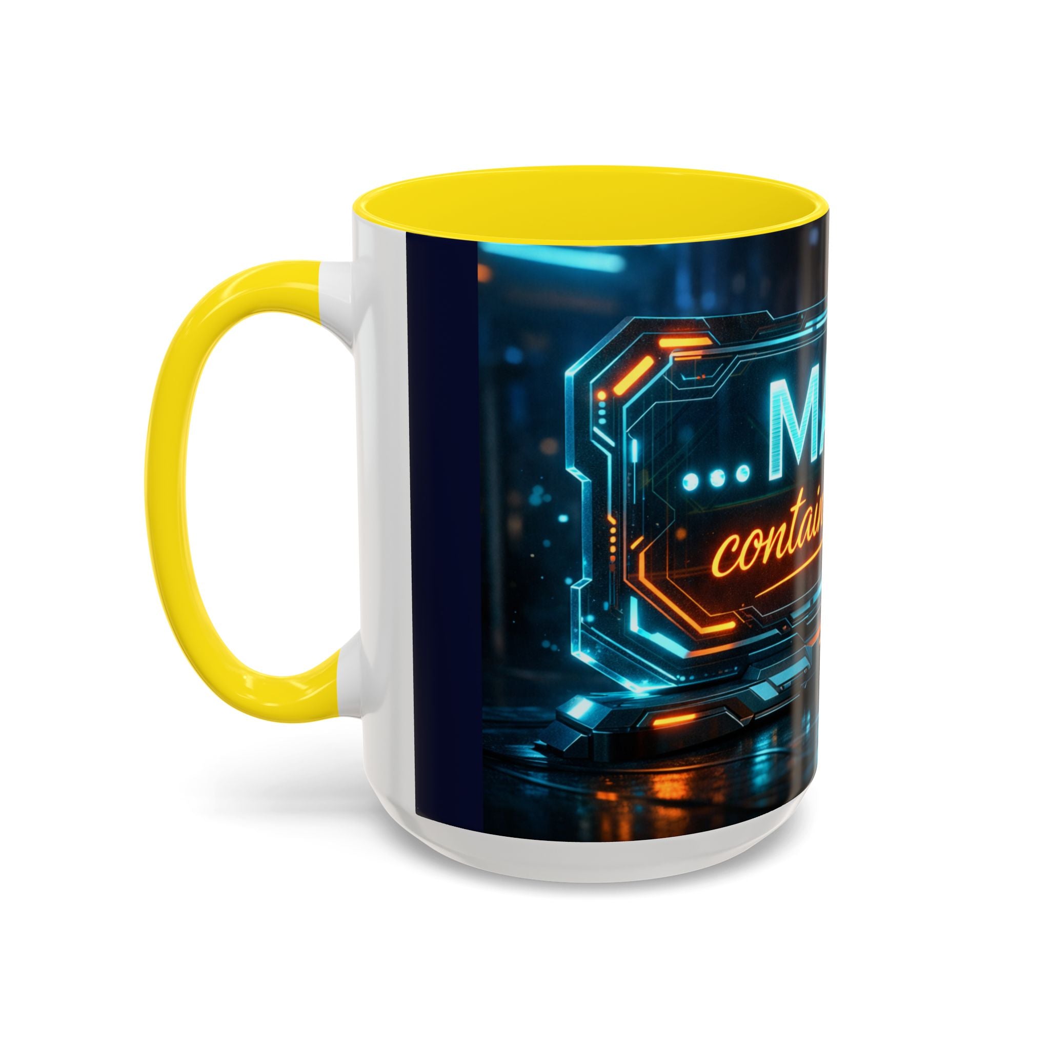 Coffee Mug — Neon Sign “May Contain Whiskey” Accent Mug (11/15 oz)