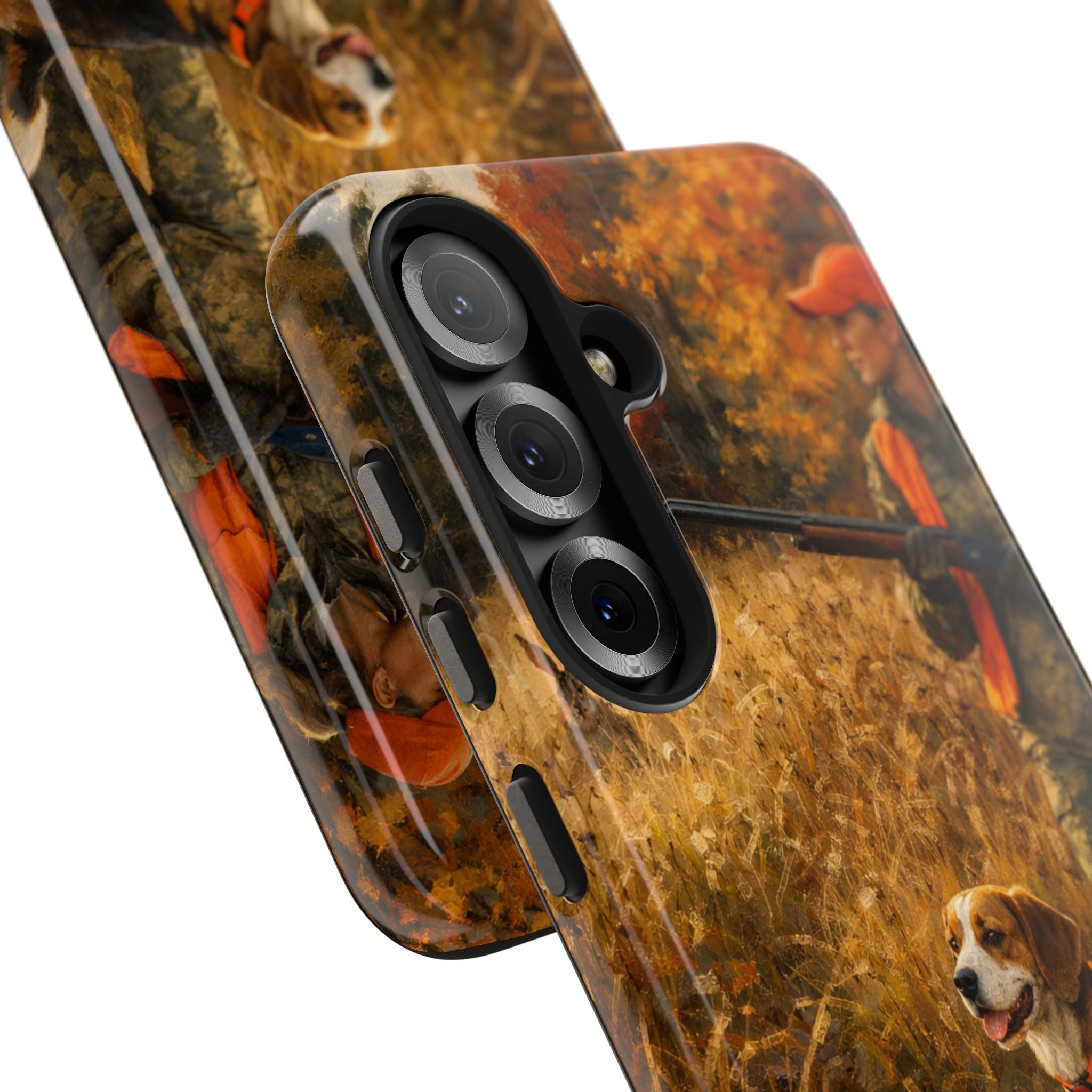 Hunting Scene Tough Phone Case — Hunter & Beagle Autumn Field Protective Cover