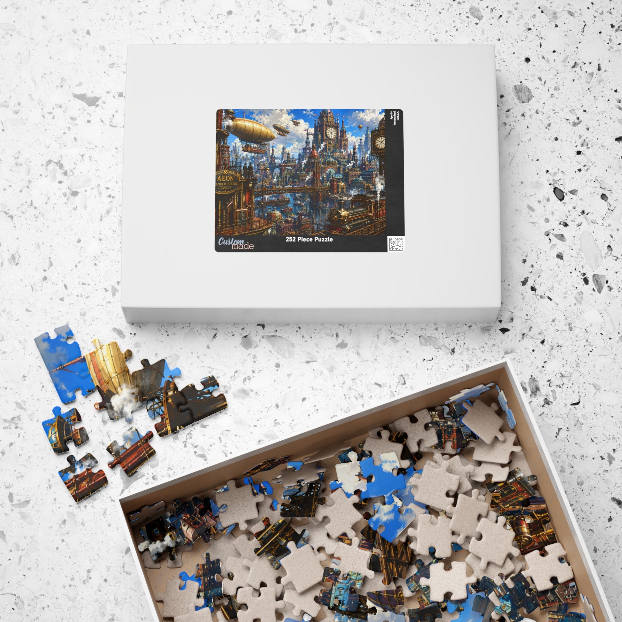 Steampunk Airship City Jigsaw Puzzle — 252/520/1014-Piece Scenic Puzzle
