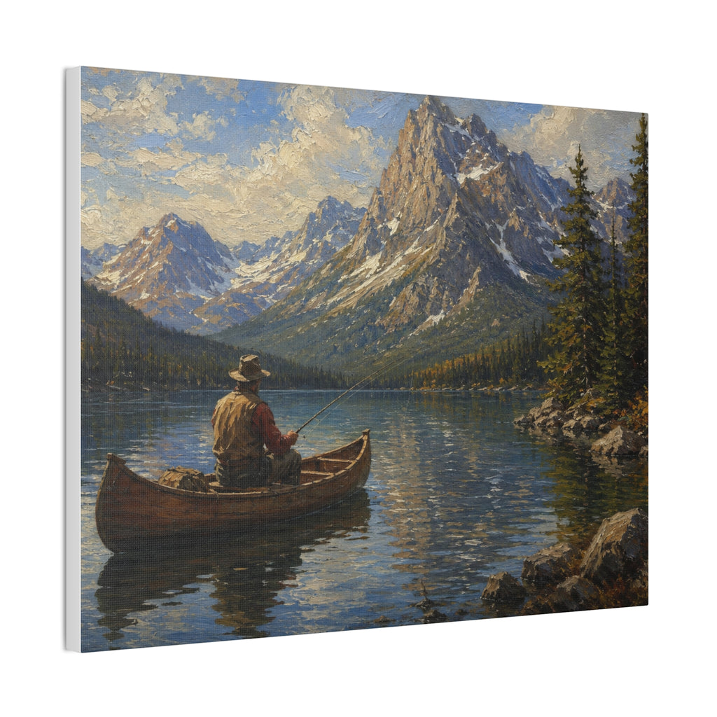 Mountain Lake Canoe Canvas Print