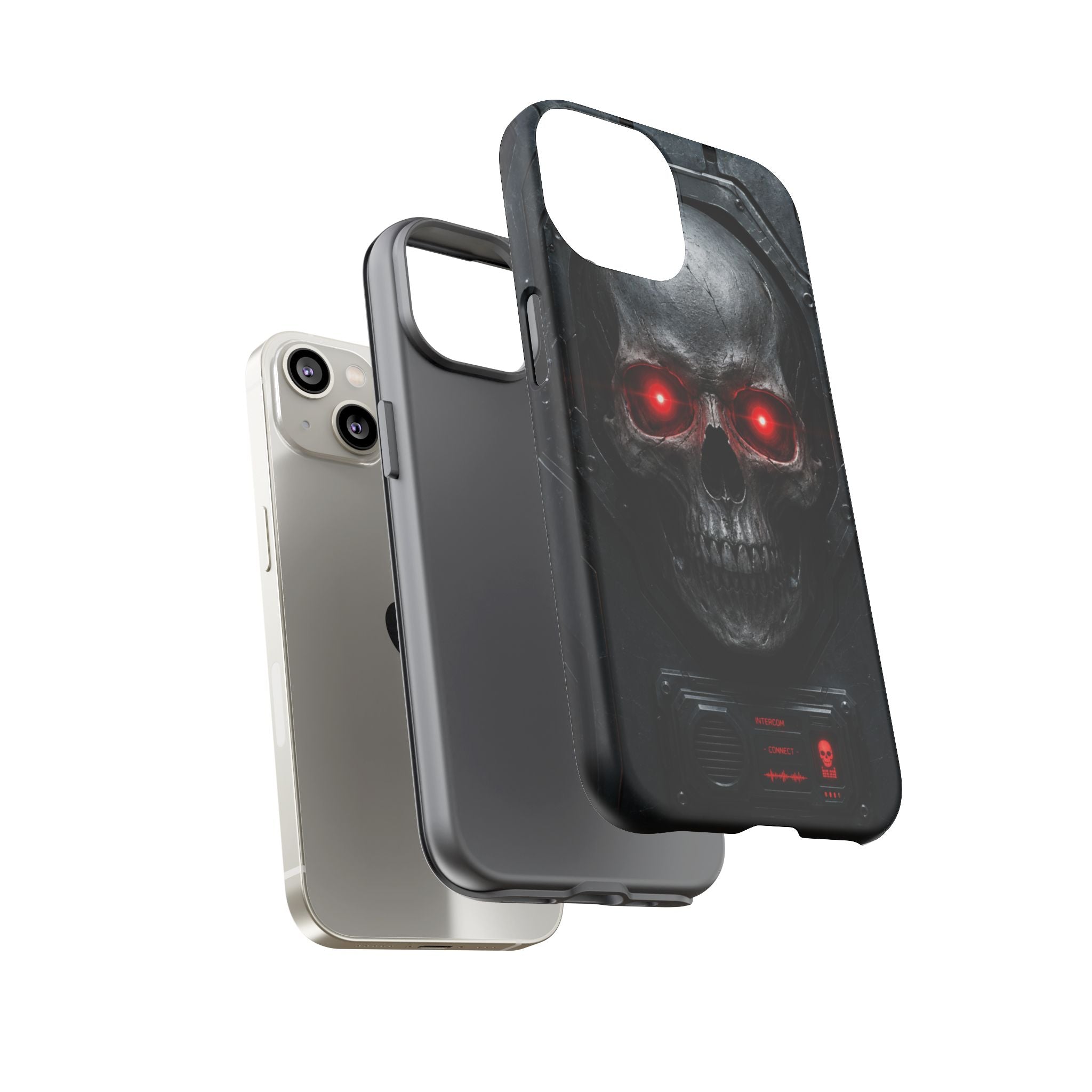 Skull Sentinel Phone Case — Red-Eyed Tactical Skull Protective Case