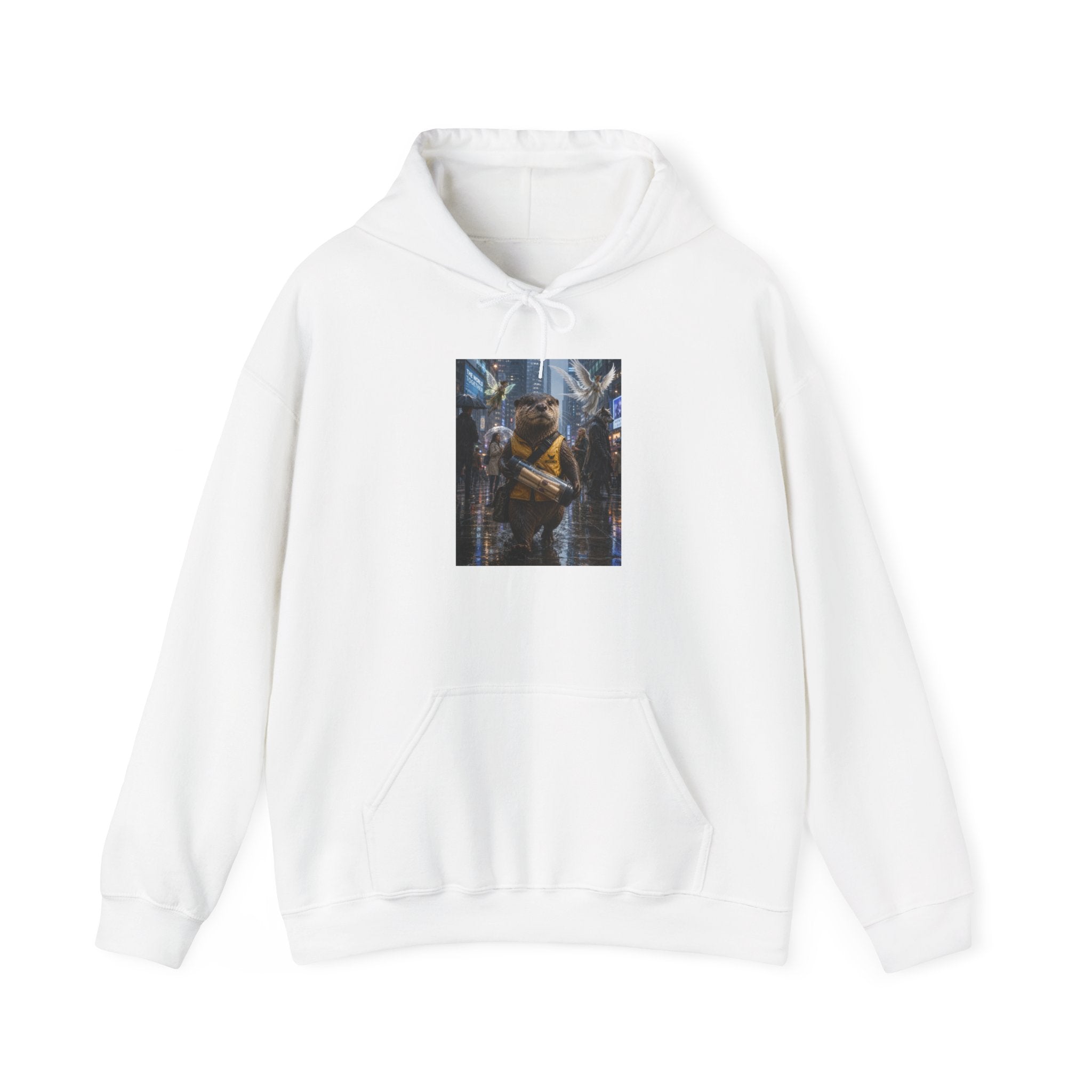 Messenger Otter Hoodie — Urban Wildlife Graphic Sweatshirt