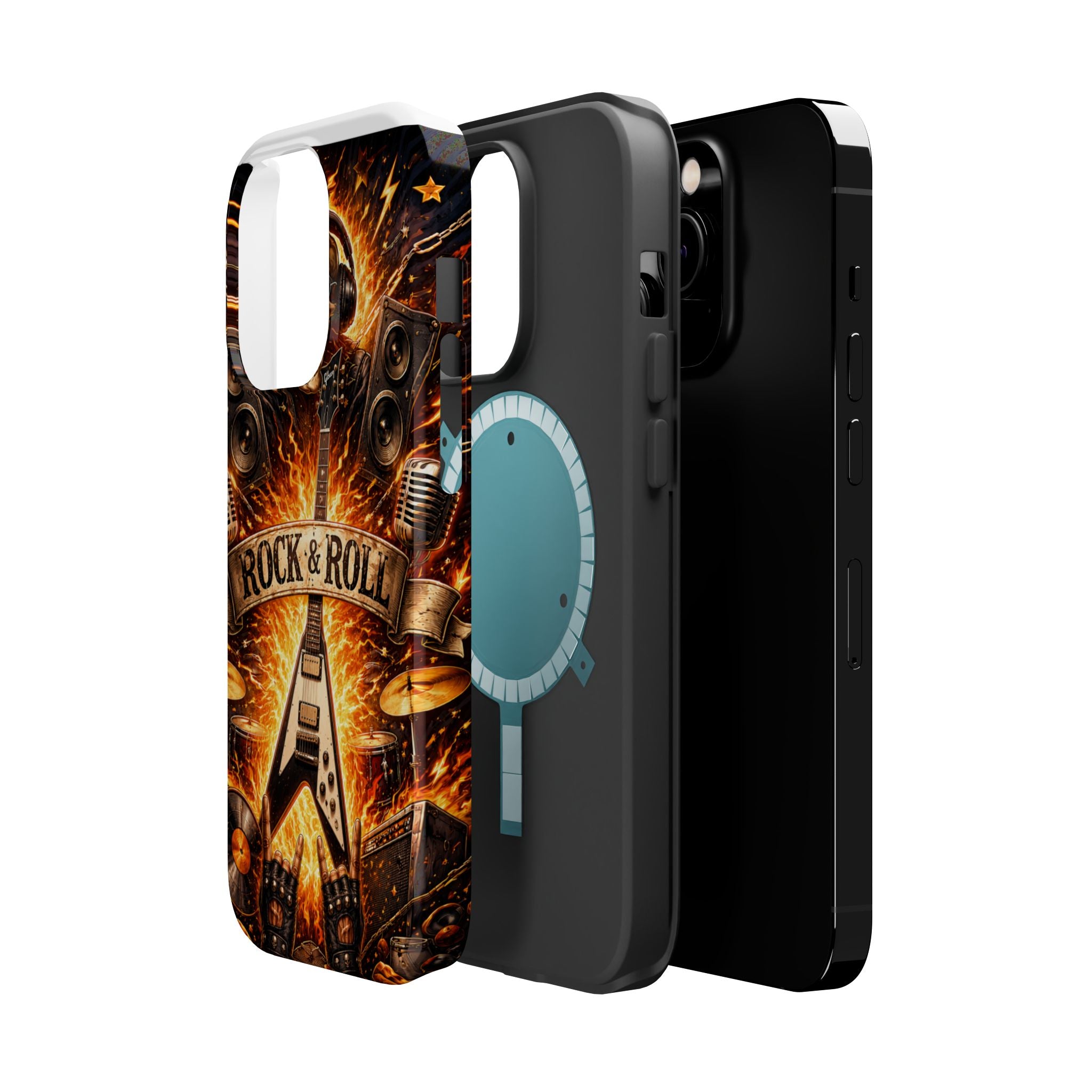 Rock & Roll Skull Guitar Phone Case — Magnetic Impact-Resistant