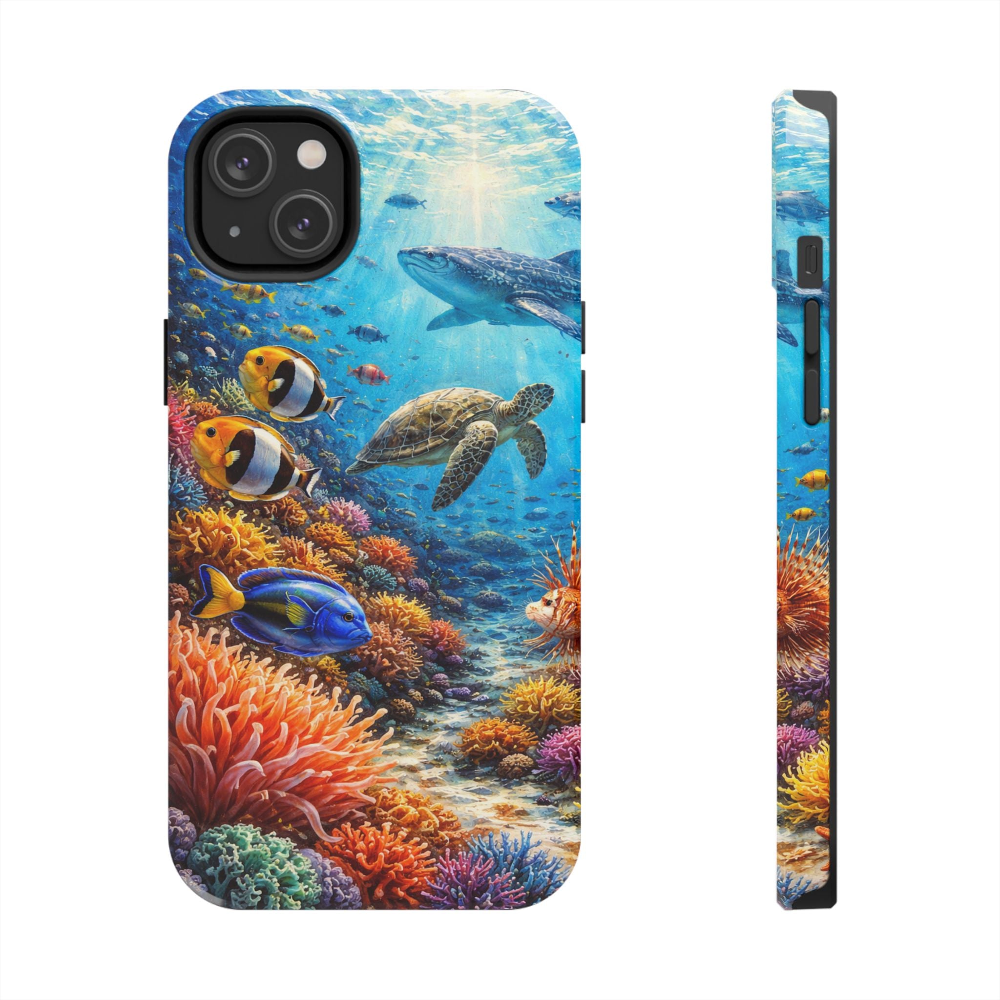 Ocean Reef Tough Phone Case — Colorful Sea Turtle & Tropical Fish Design