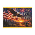 Patriotic Eagle Canvas Wall Art — “Land of the Free Because of the Brave” Matte Stretched Print