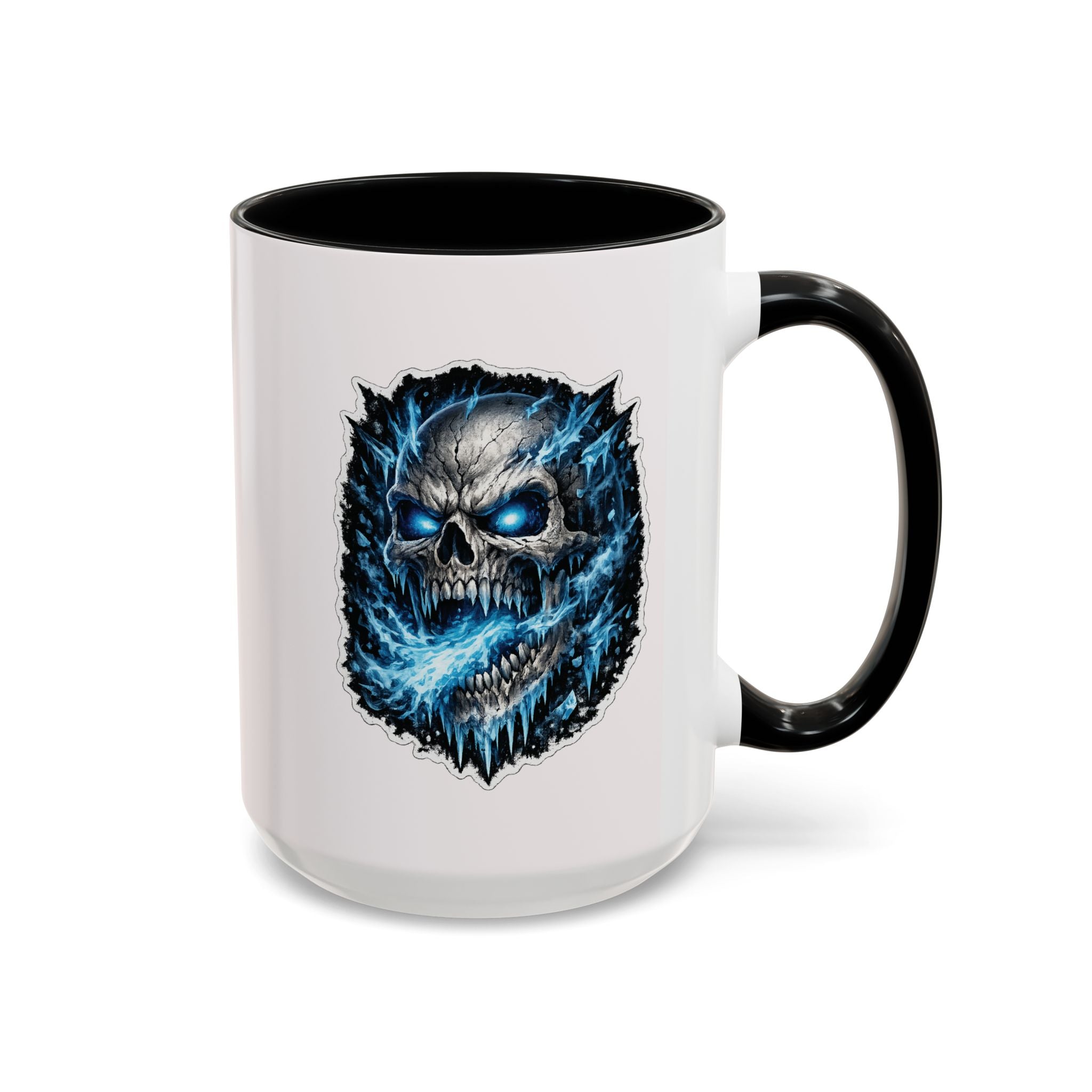 Blue Lightning Skull Accent Coffee Mug – Gothic Horror Coffee Cup (11/15oz)
