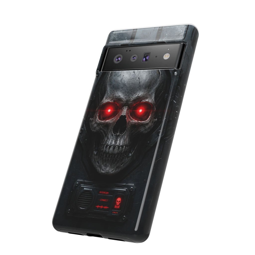 Skull Sentinel Phone Case — Red-Eyed Tactical Skull Protective Case