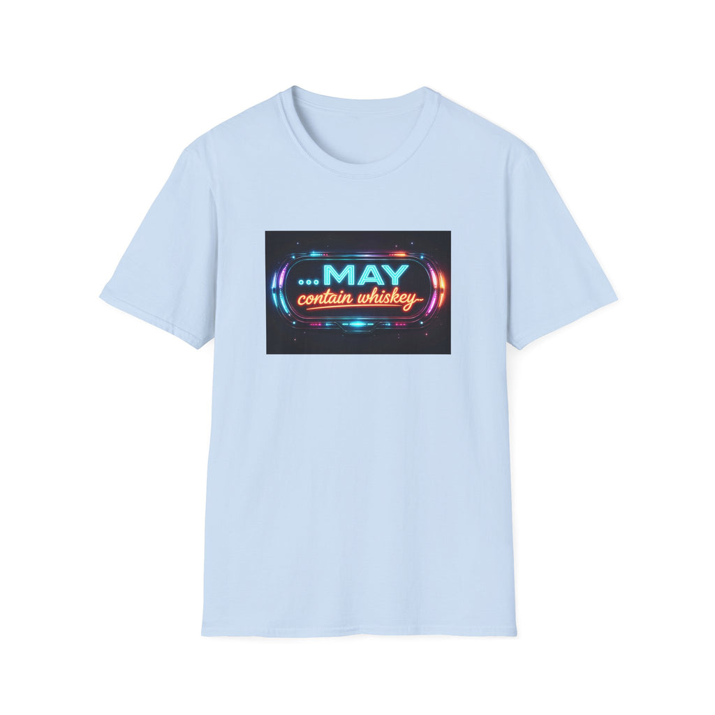 May Contain Whiskey T-Shirt – Funny Neon Retro Graphic Tee for Whiskey Lovers