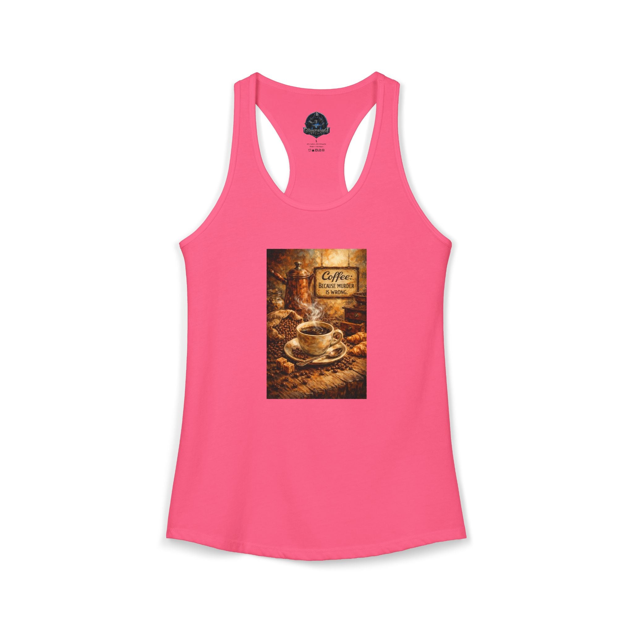 Women's Ideal Racerback Tank - "Coffee B/c Murder is wrong"