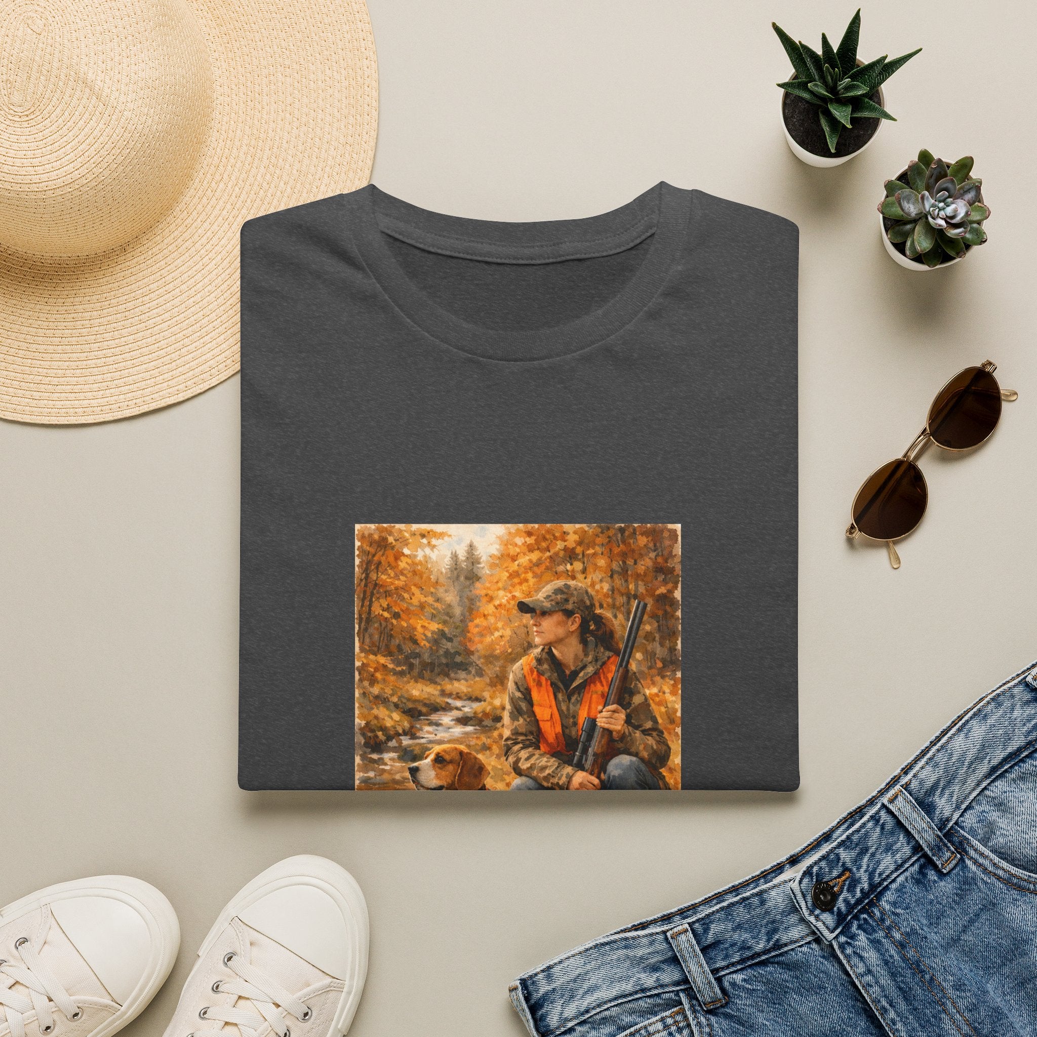 Hunting With Dog Tee — Autumn Camouflage Retriever Forest Shirt