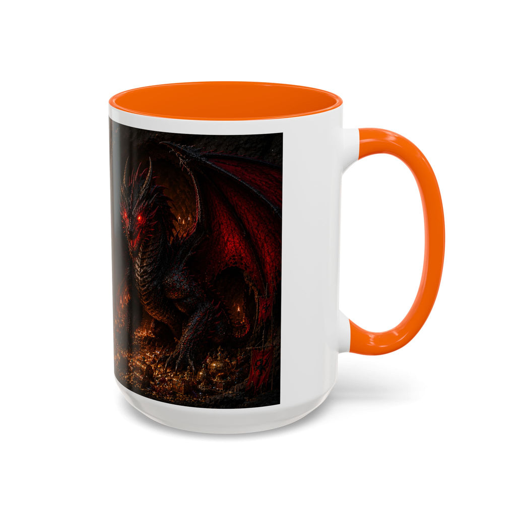 Dragon Coffee Mug — Dark Fantasy Red-Eyed Dragon Accent Mug (11/15oz)