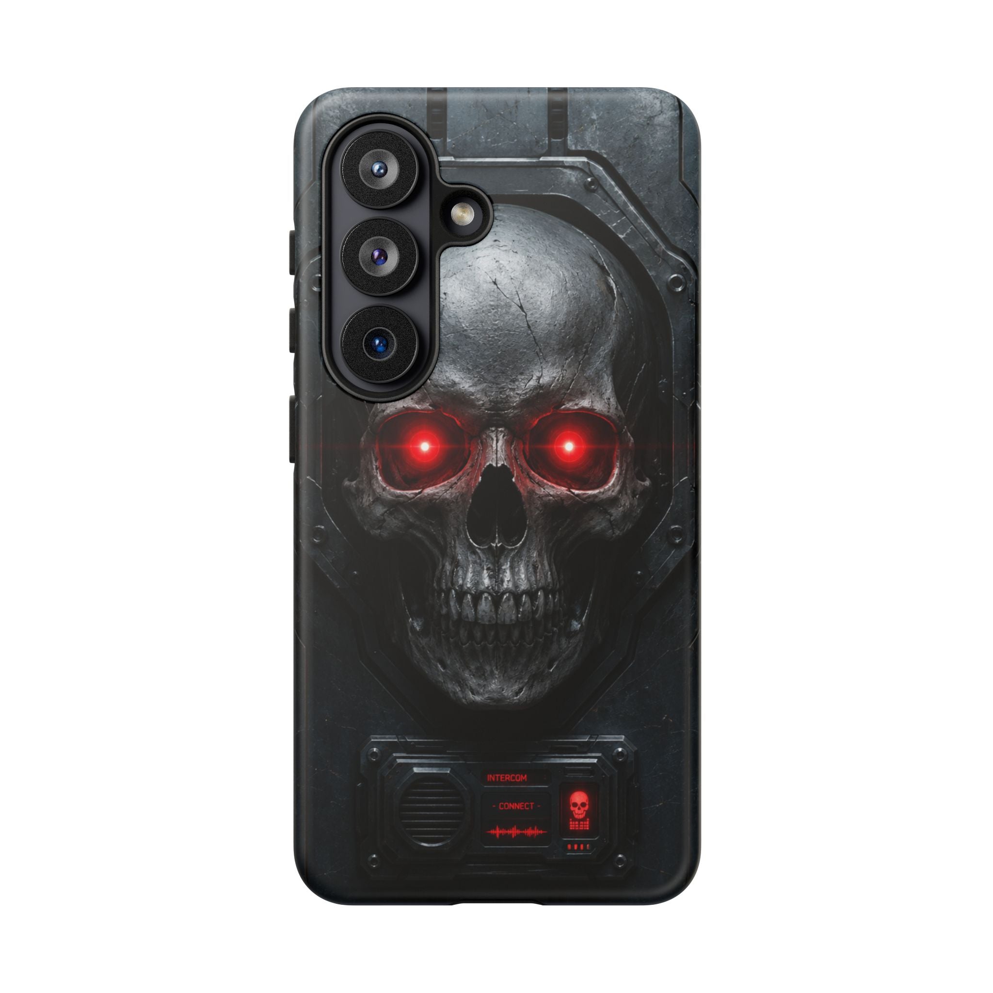 Skull Sentinel Phone Case — Red-Eyed Tactical Skull Protective Case