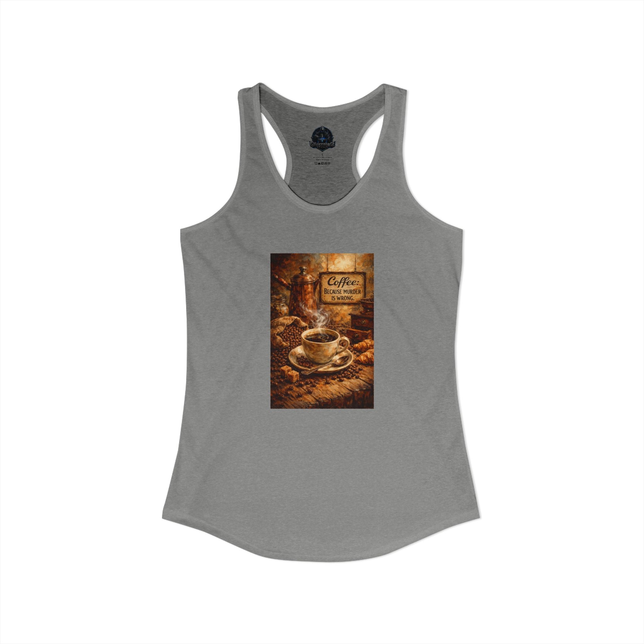 Women's Ideal Racerback Tank - "Coffee B/c Murder is wrong"