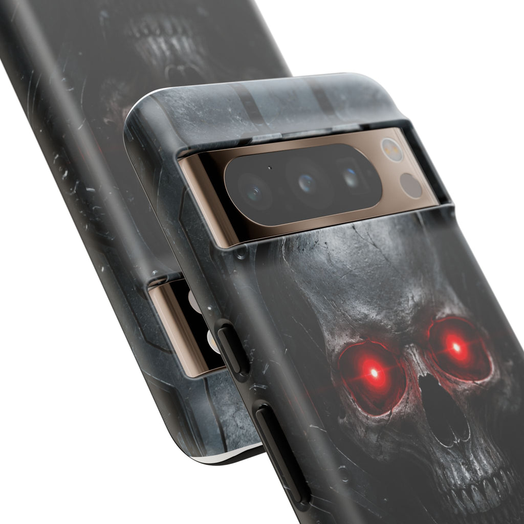 Skull Sentinel Phone Case — Red-Eyed Tactical Skull Protective Case