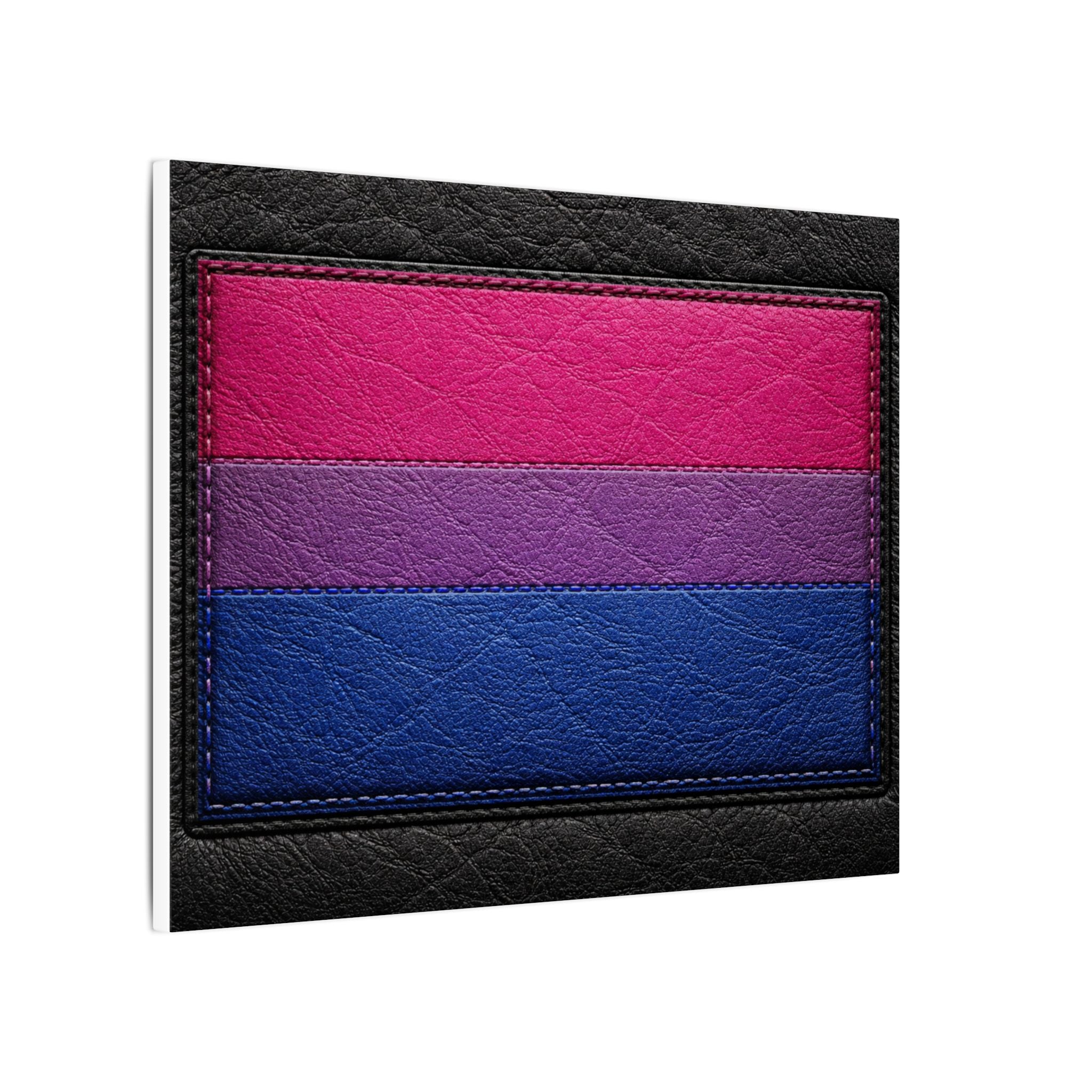Bisexual Pride Flag Canvas Wall Art — Leather Patch Style Matte Print