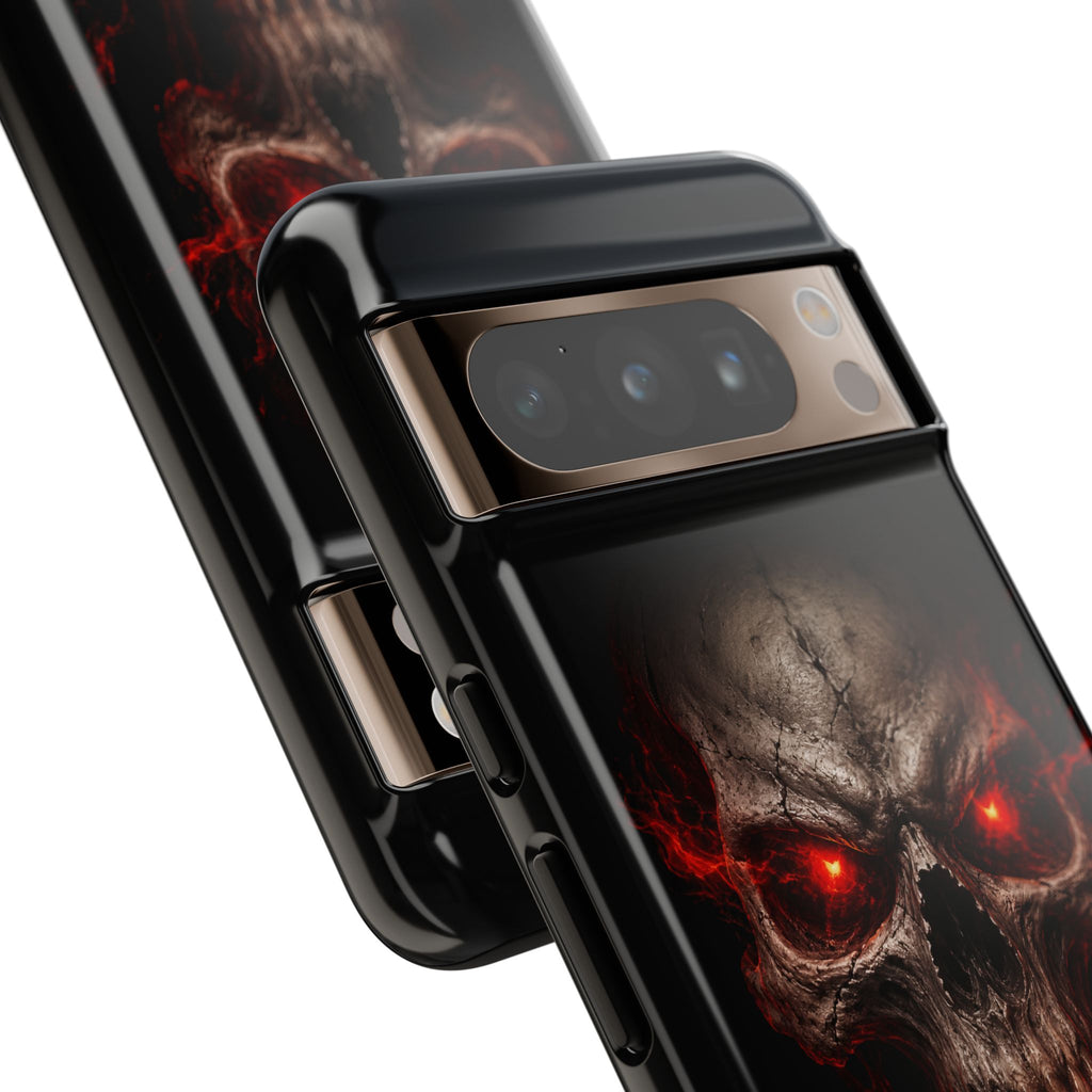 Flaming Skull Tough Case — Heavy-Duty Phone Case with Red-Eye Skull Design