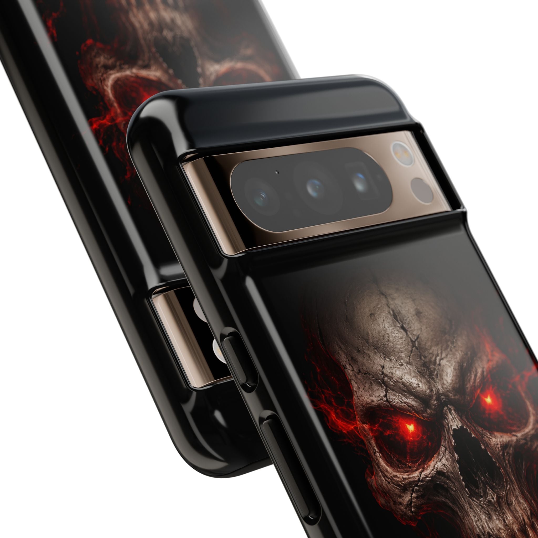 Flaming Skull Tough Case — Heavy-Duty Phone Case with Red-Eye Skull Design