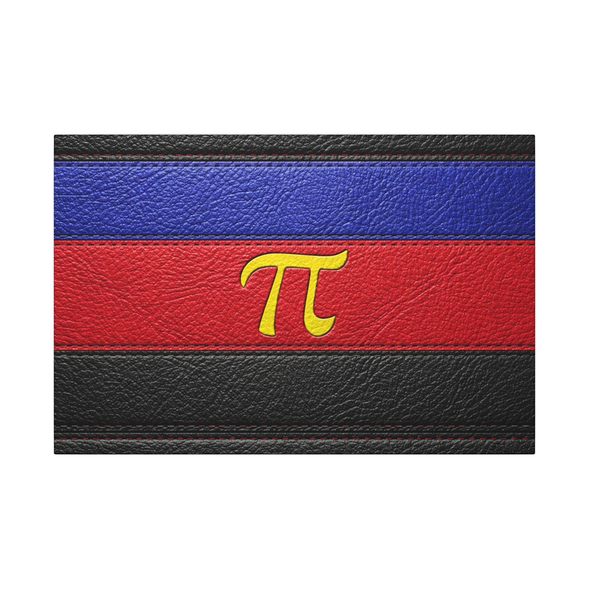 Polyamorous Symbol Leather Flag Canvas Print — Blue & Red Striped Matte Wall Art
