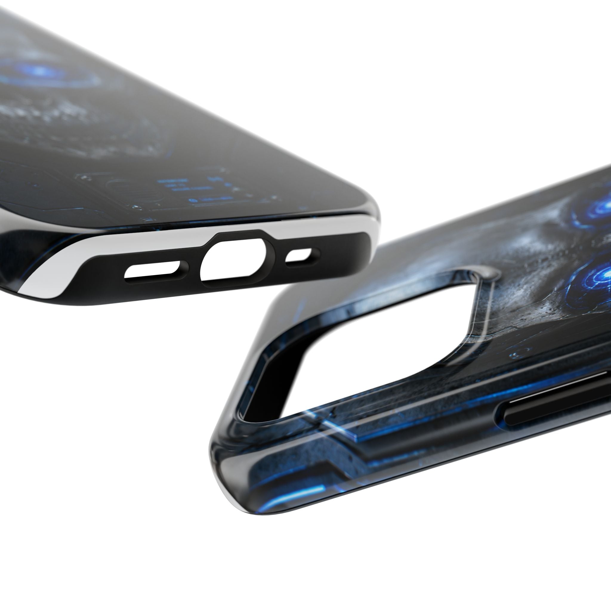Cyber Skull Tough Phone Case — Blue LED Scary Robot Skull iPhone Case