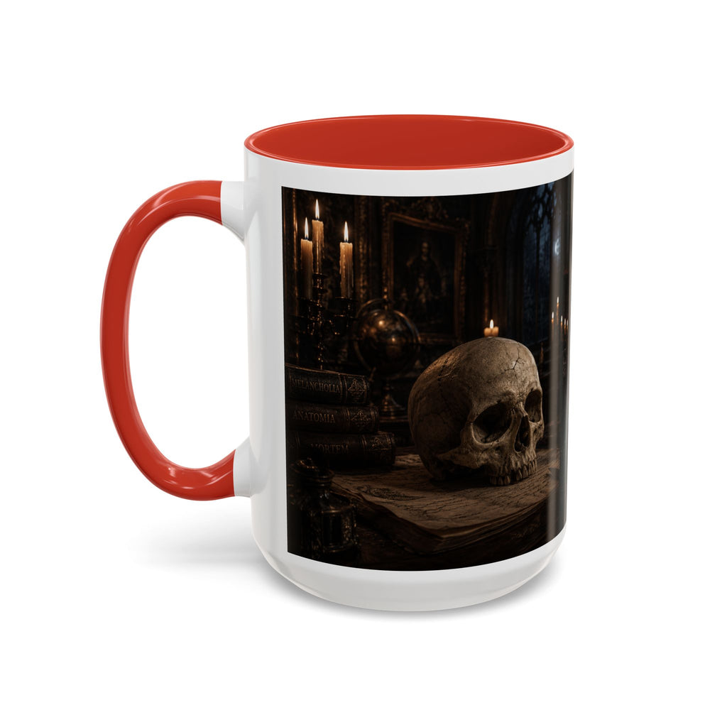 Gothic Skull Coffee Mug — Candlelit Occult Library Accent Mug (11/15oz)
