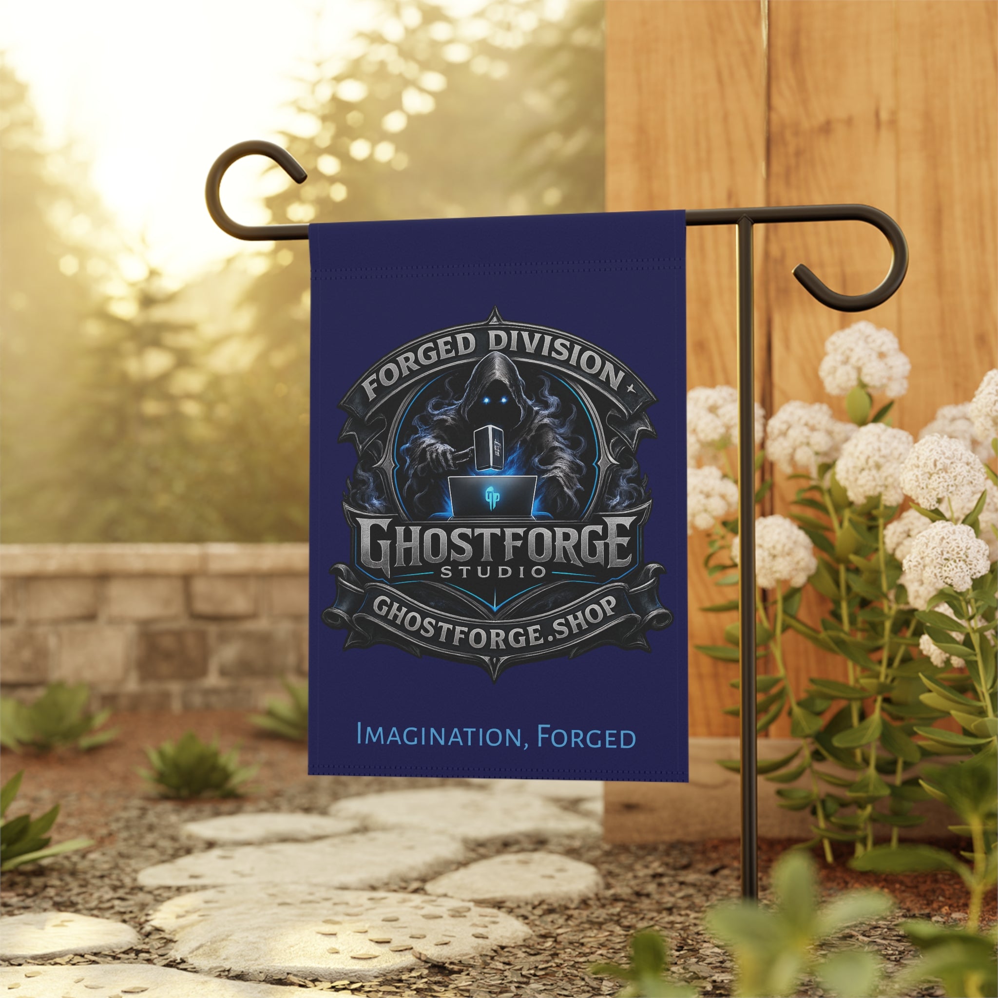 Ghostforge Studio Garden Flag — Forged Division Logo House flag