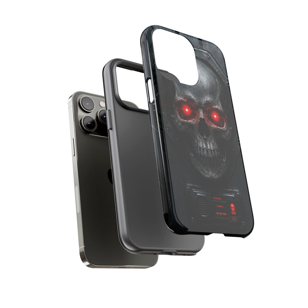 Skull Sentinel Phone Case — Red-Eyed Tactical Skull Protective Case