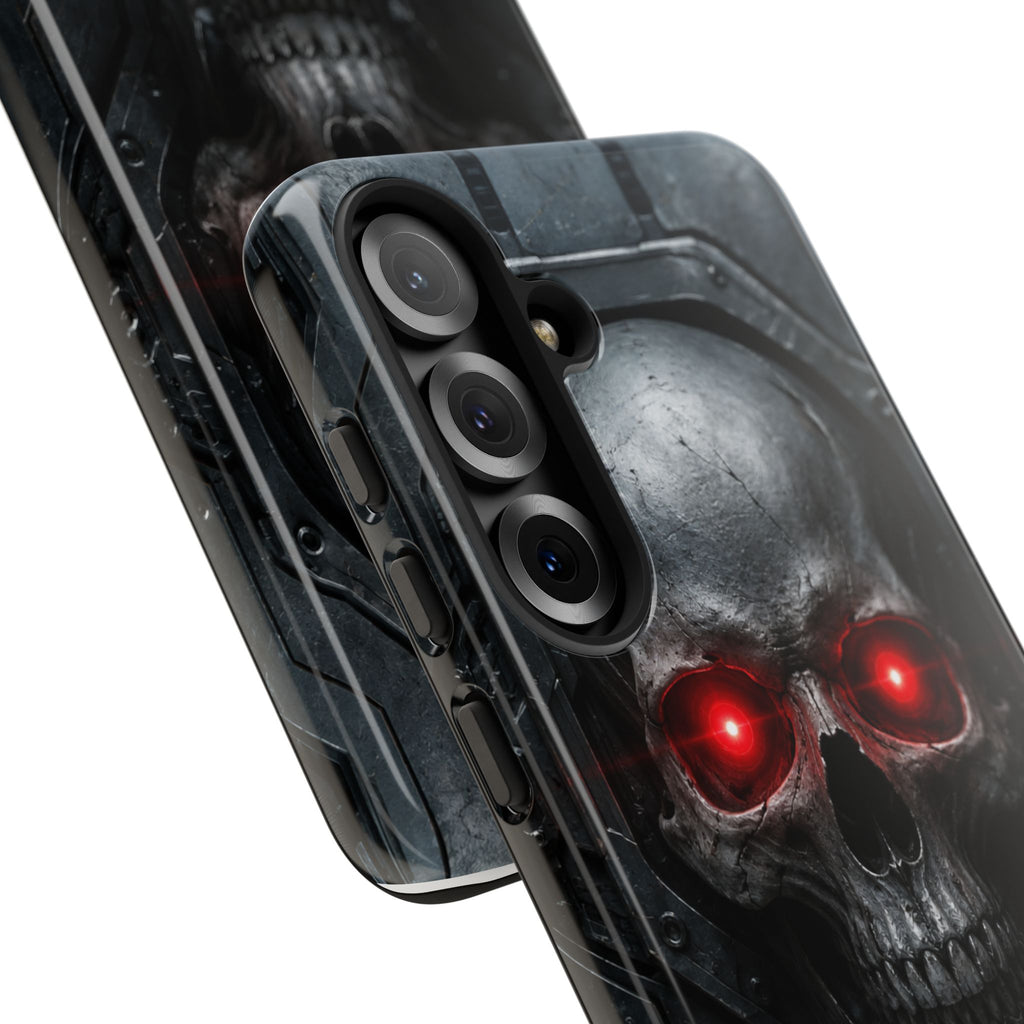 Skull Sentinel Phone Case — Red-Eyed Tactical Skull Protective Case