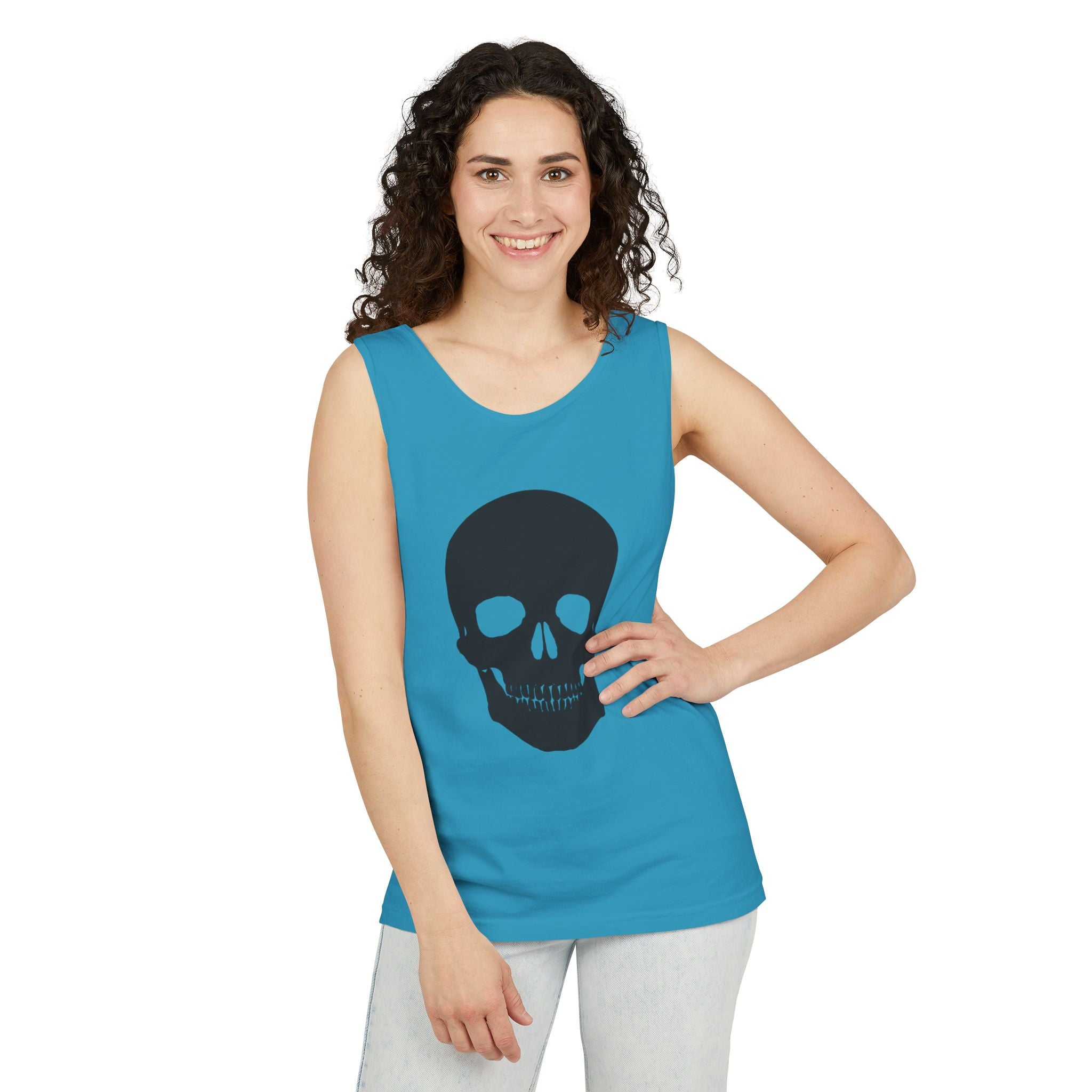 Skull Graphic Tank Top — Bold Black Skull Summer Vest