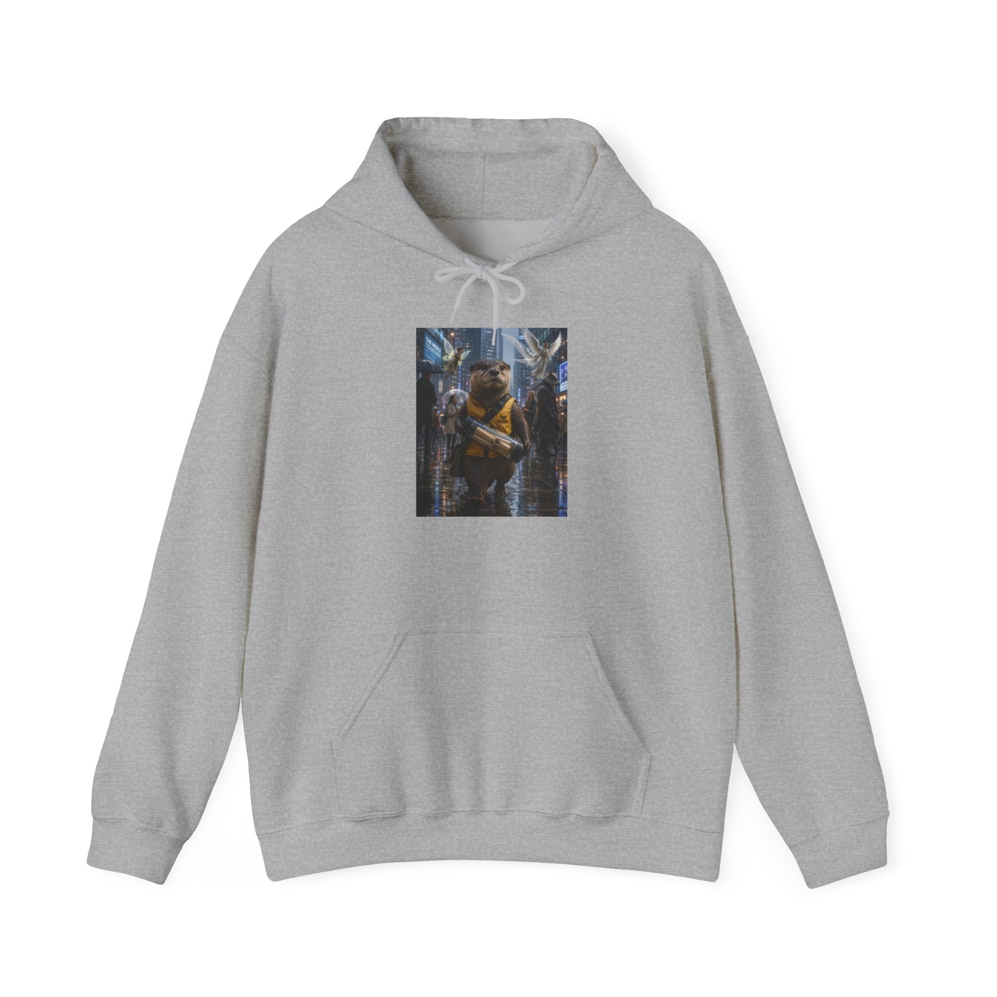 Messenger Otter Hoodie — Urban Wildlife Graphic Sweatshirt