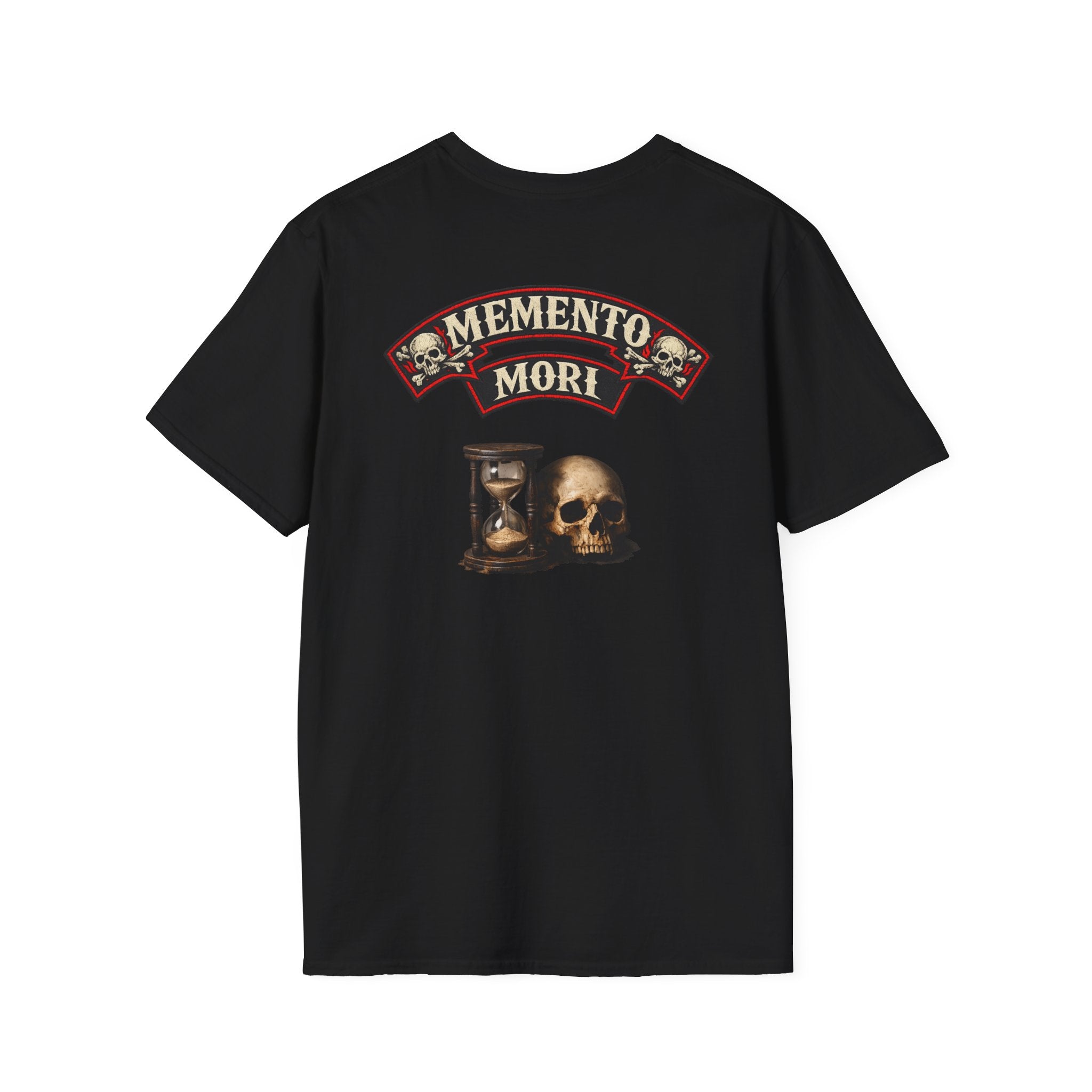 Premium Memento Mori T-Shirt — Skull & Hourglass Gothic Tee