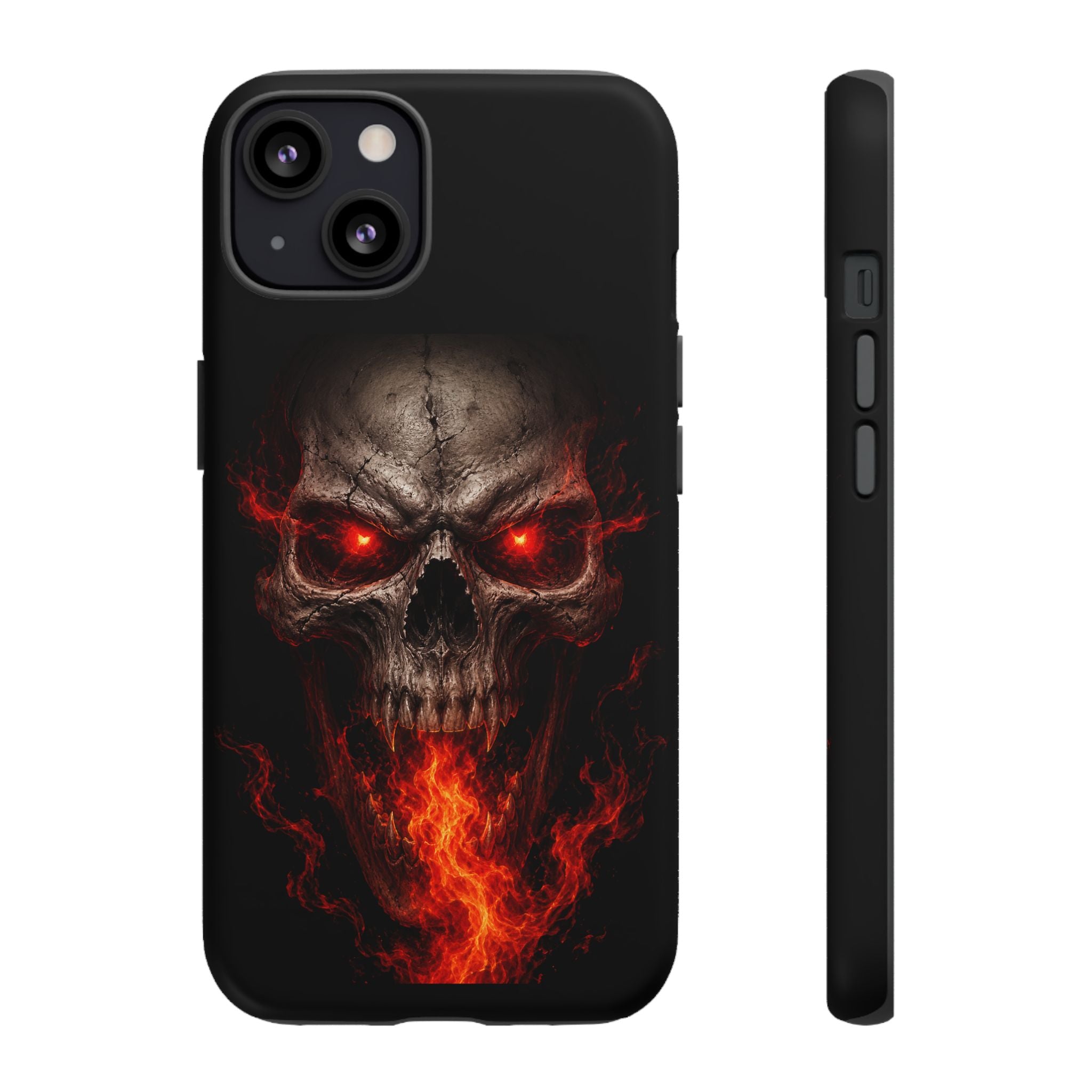 Flaming Skull Tough Case — Heavy-Duty Phone Case with Red-Eye Skull Design