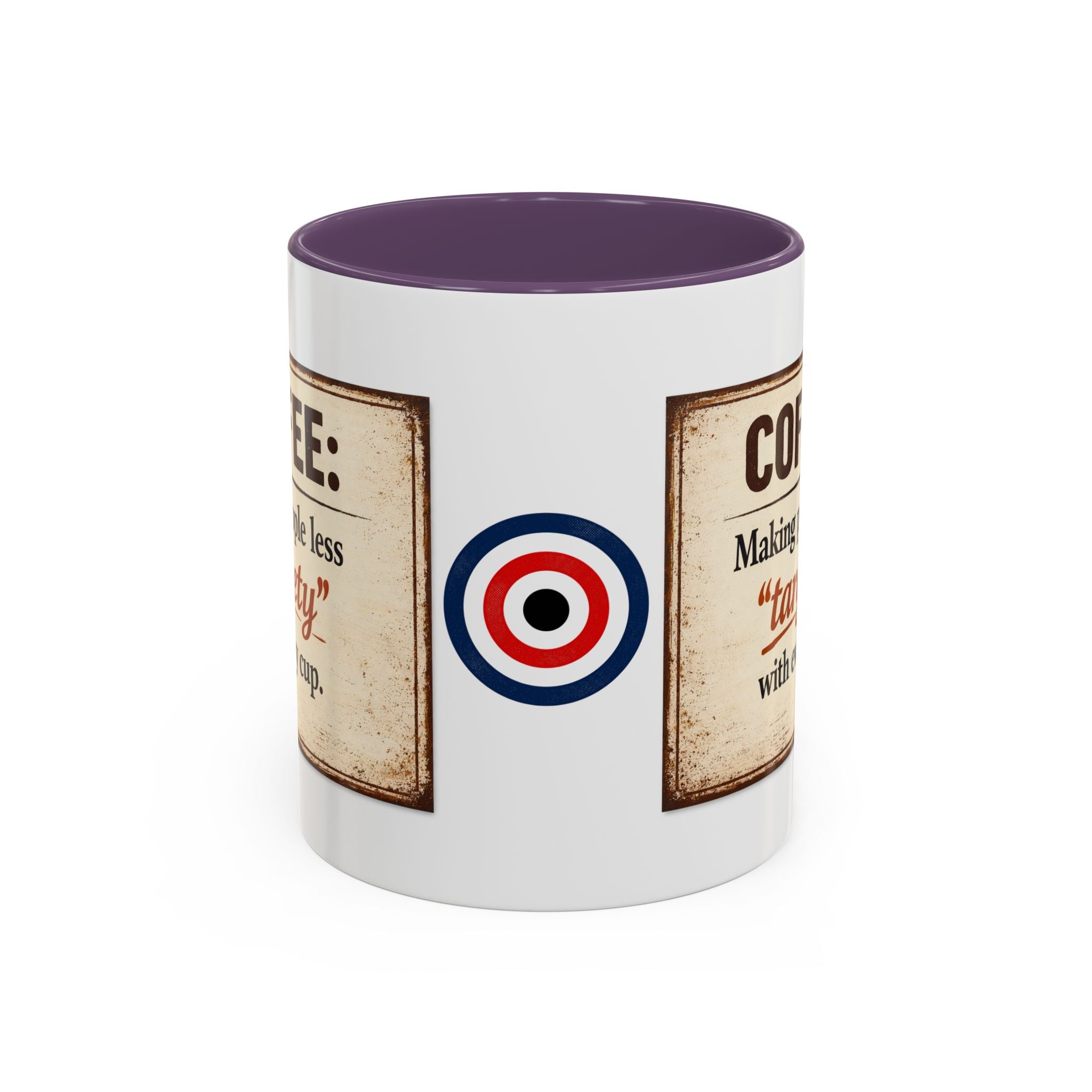 Coffee Mug — “Coffee: Making people less ‘targety’ with every cup” Vintage Accent Mug