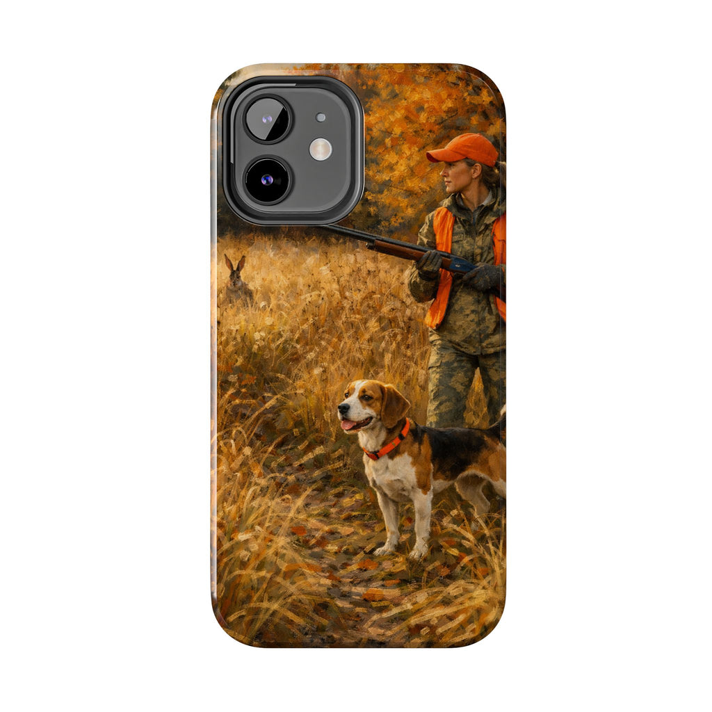 Hunting Scene Tough Phone Case — Hunter & Beagle Autumn Field Protective Cover