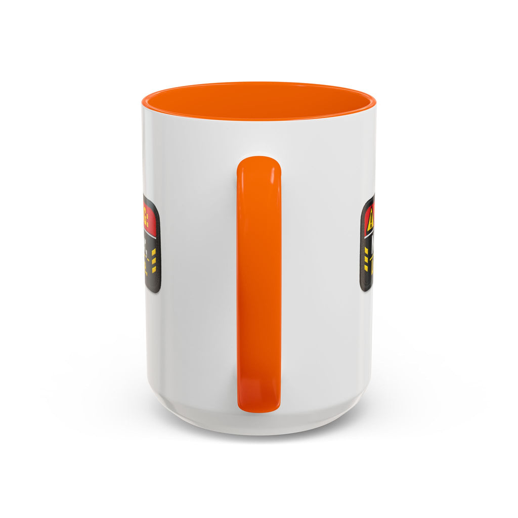 Coffee Mug — "Warning: No Filter, Less Care" Accent Ceramic Mug